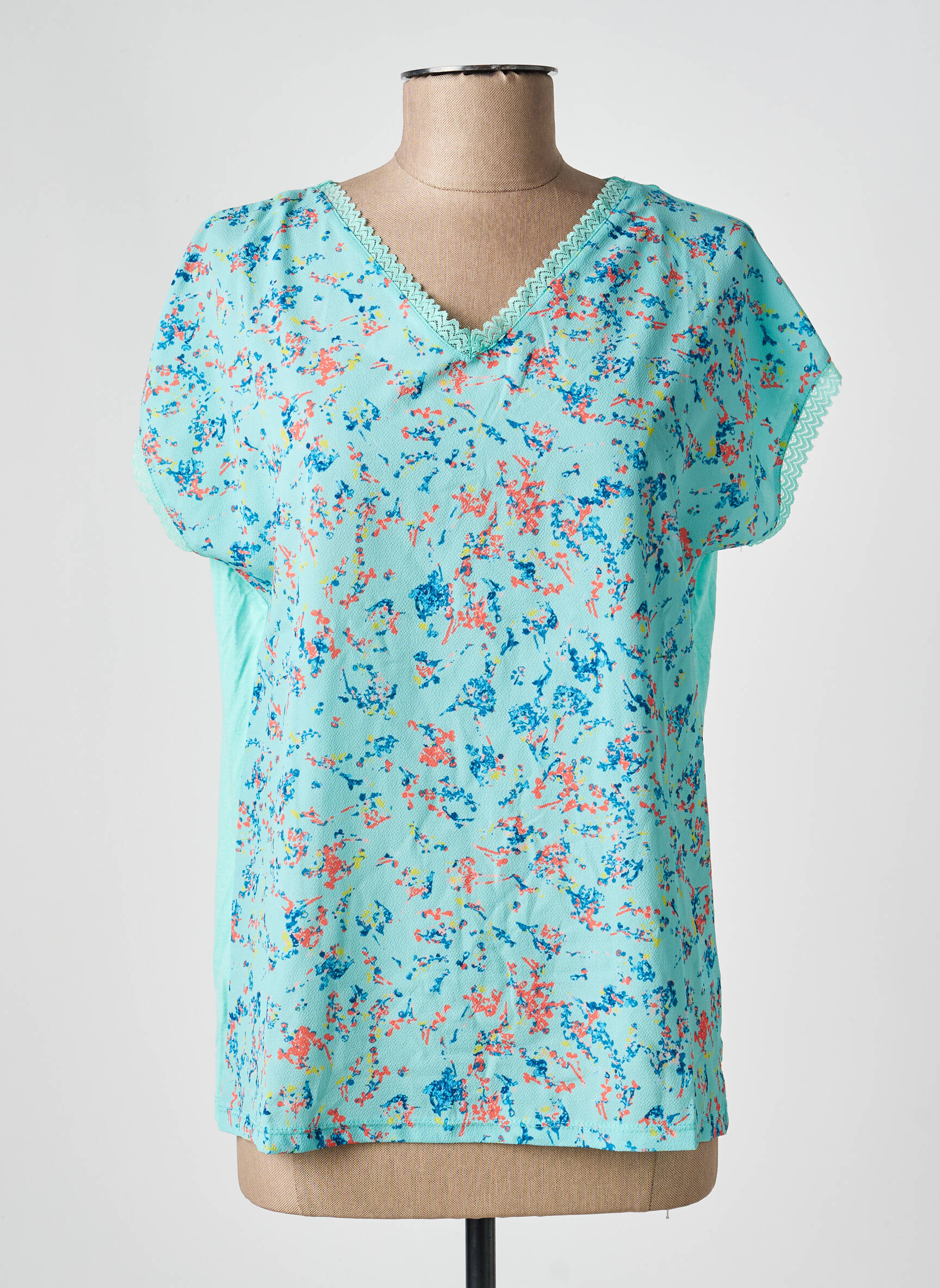 Top imprimé fantaisie manches courtes bleu DAMART femme