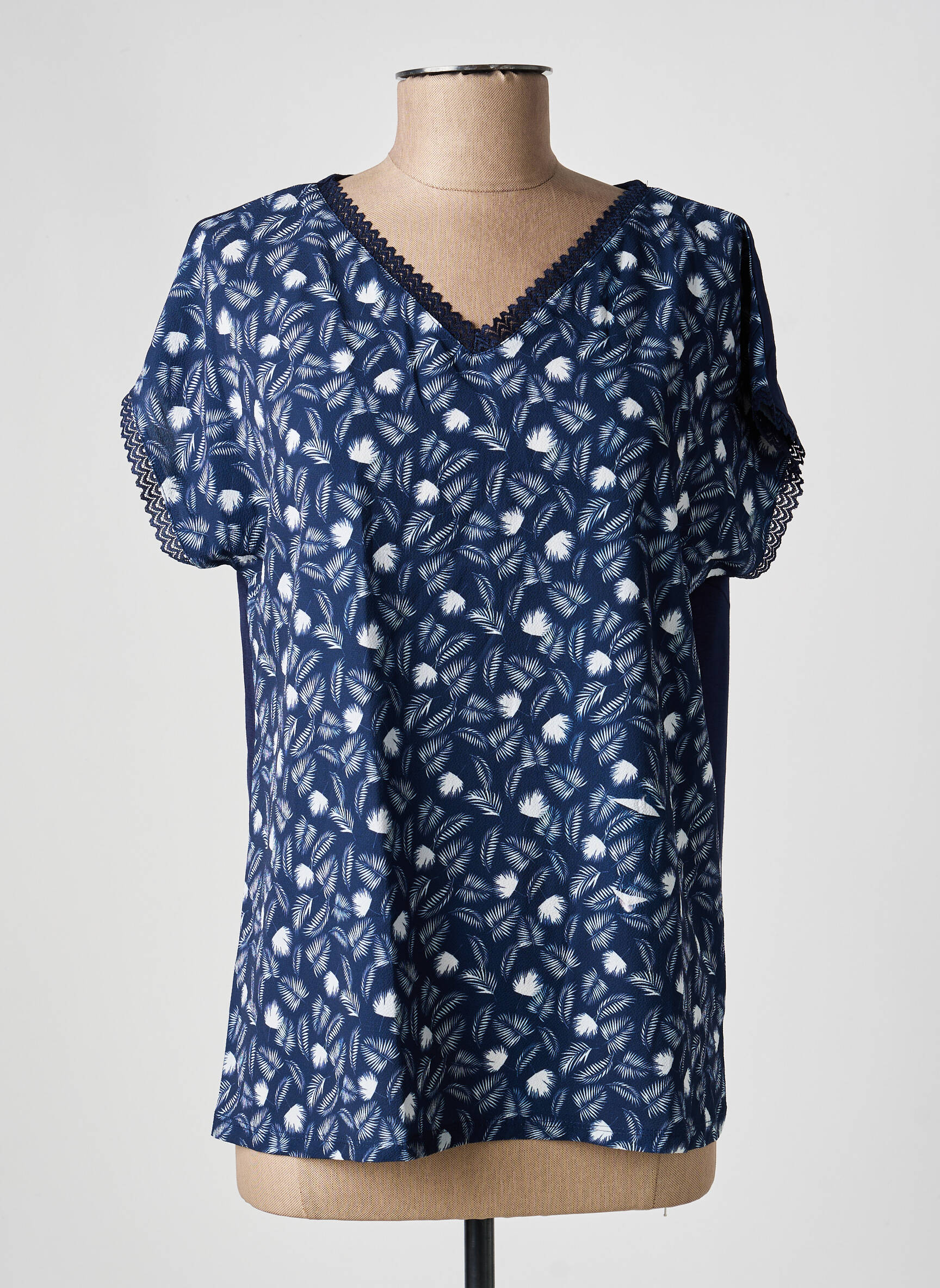 Top imprimé fantaisie manches courtes bleu DAMART femme