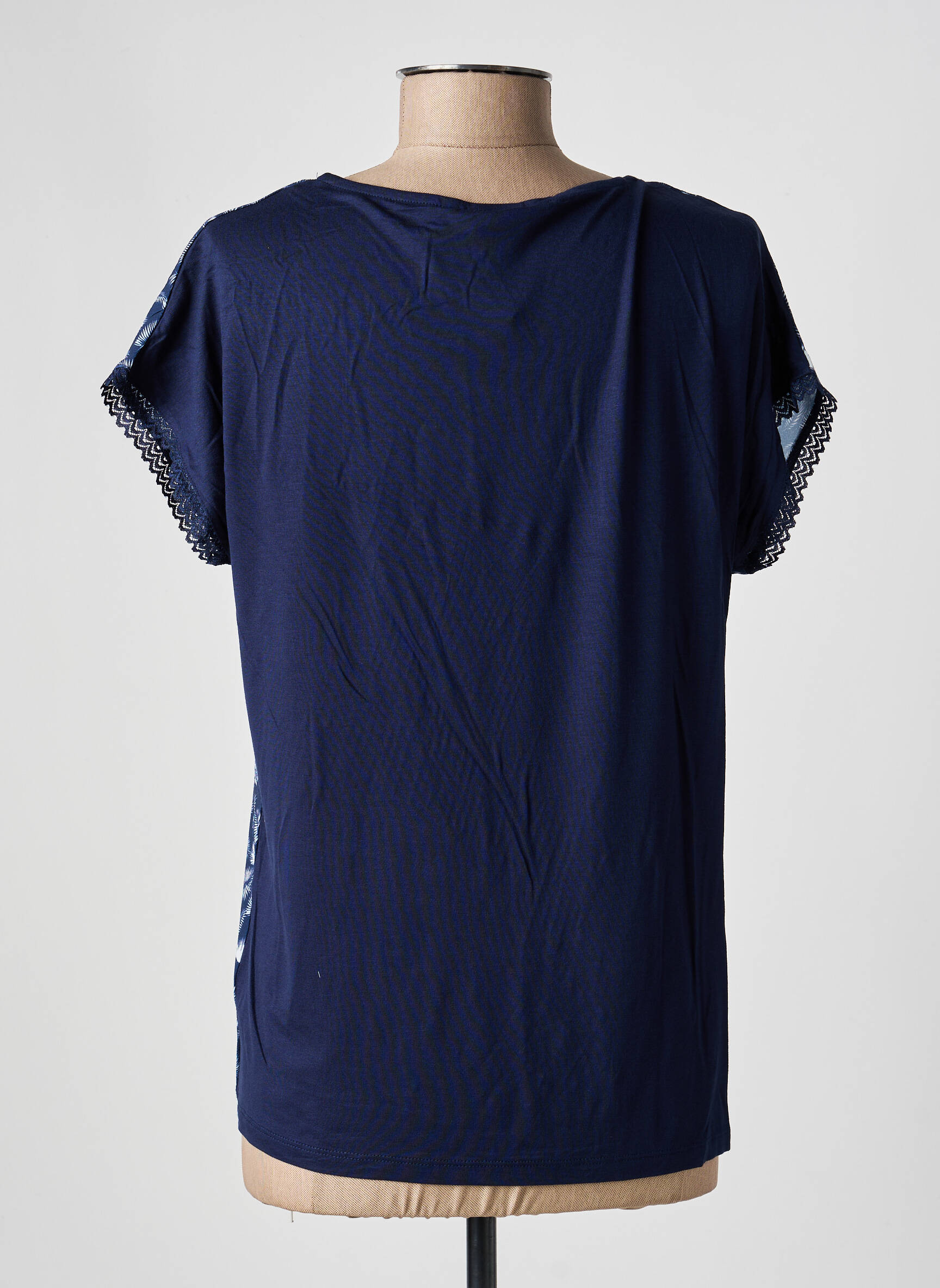Top imprimé fantaisie manches courtes bleu DAMART femme
