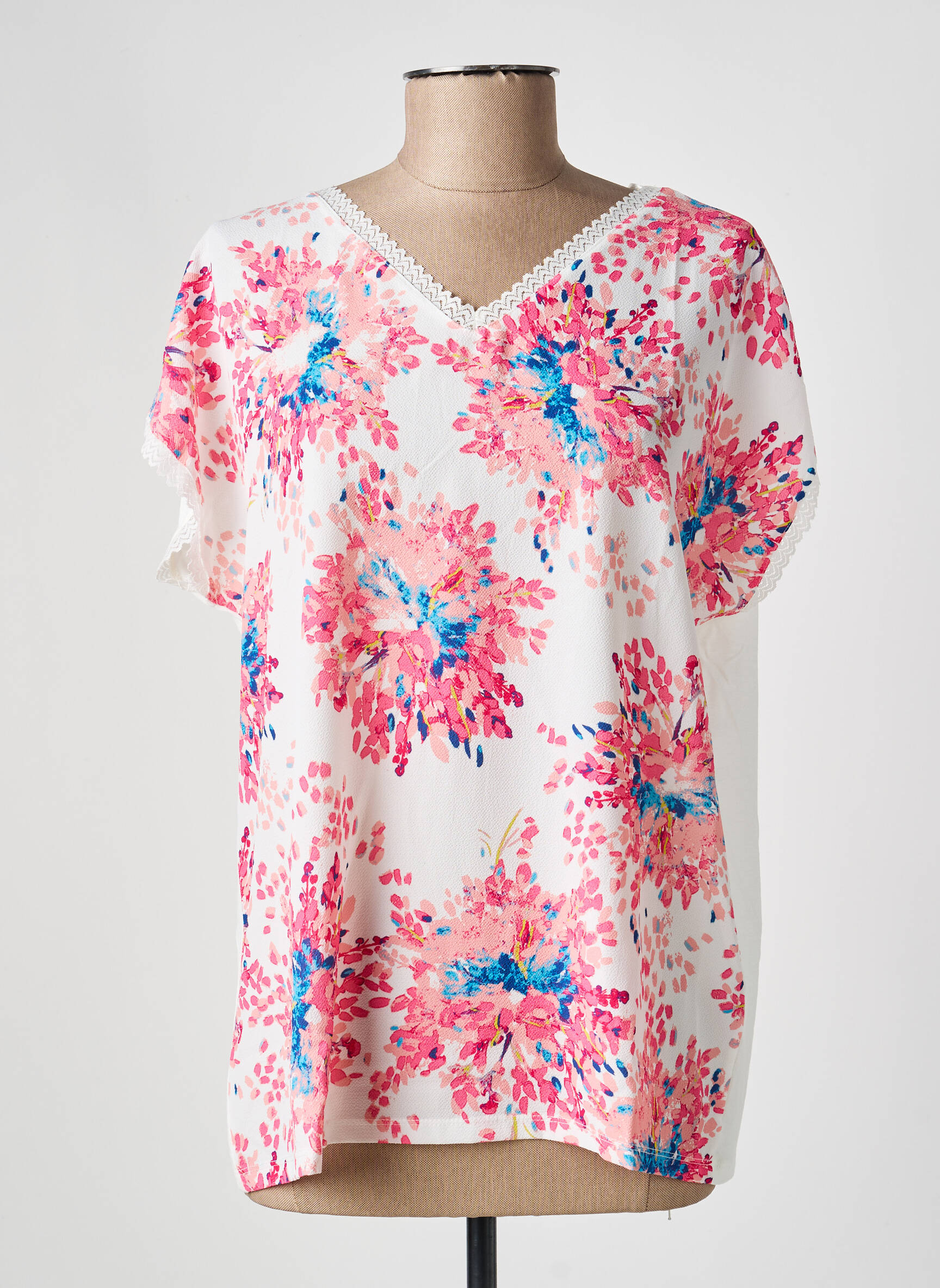 Top imprimé fantaisie manches courtes blanc DAMART femme