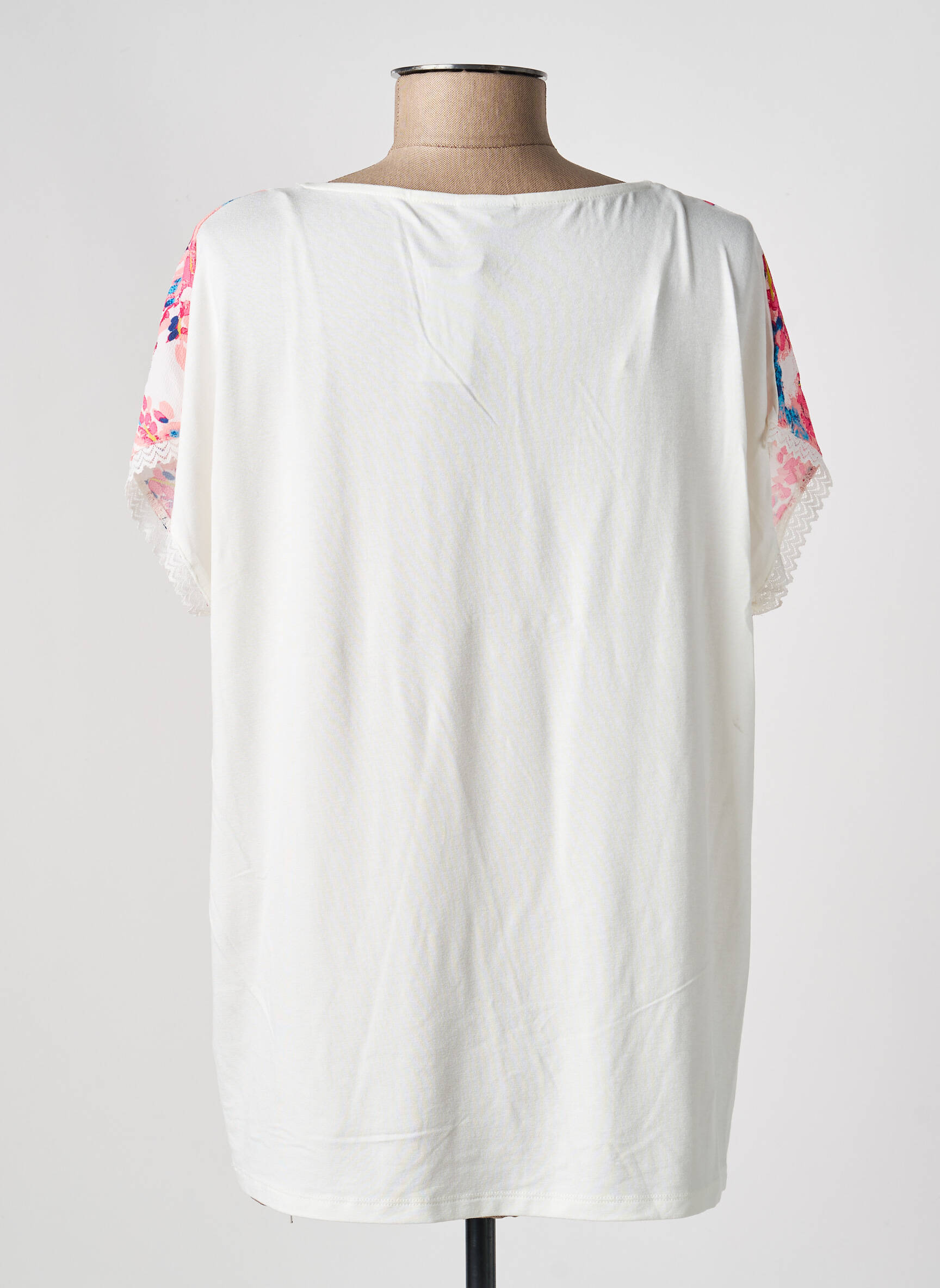 Top imprimé fantaisie manches courtes blanc DAMART femme