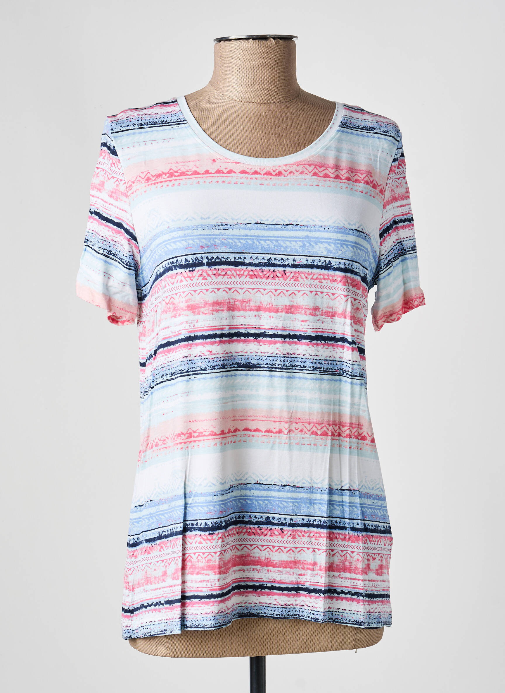 Top imprimé fantaisie manches courtes blanc DAMART femme