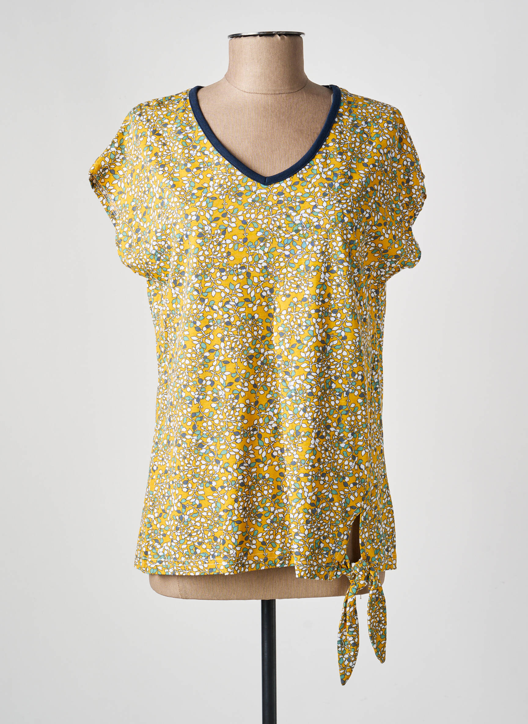 Top imprimé fantaisie manches courtes jaune DAMART femme