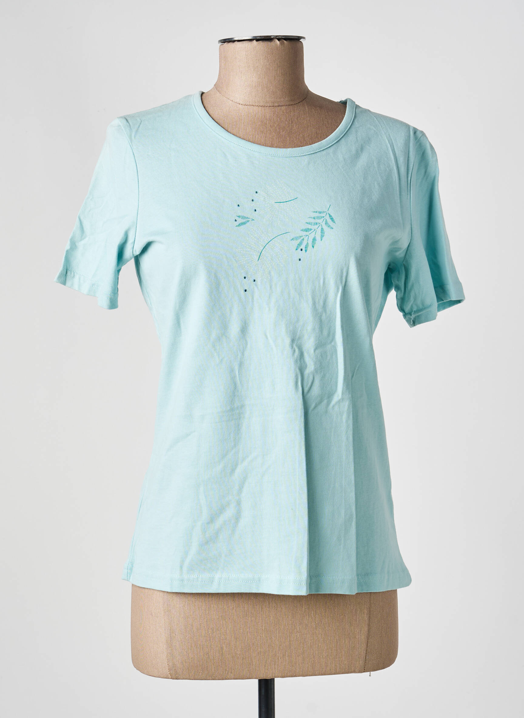 T-shirt coupe cintrée manches courtes bleu DAMART femme