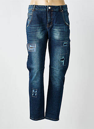 Jeans coupe slim effet usé délavé taille normale bleu HEINE femme