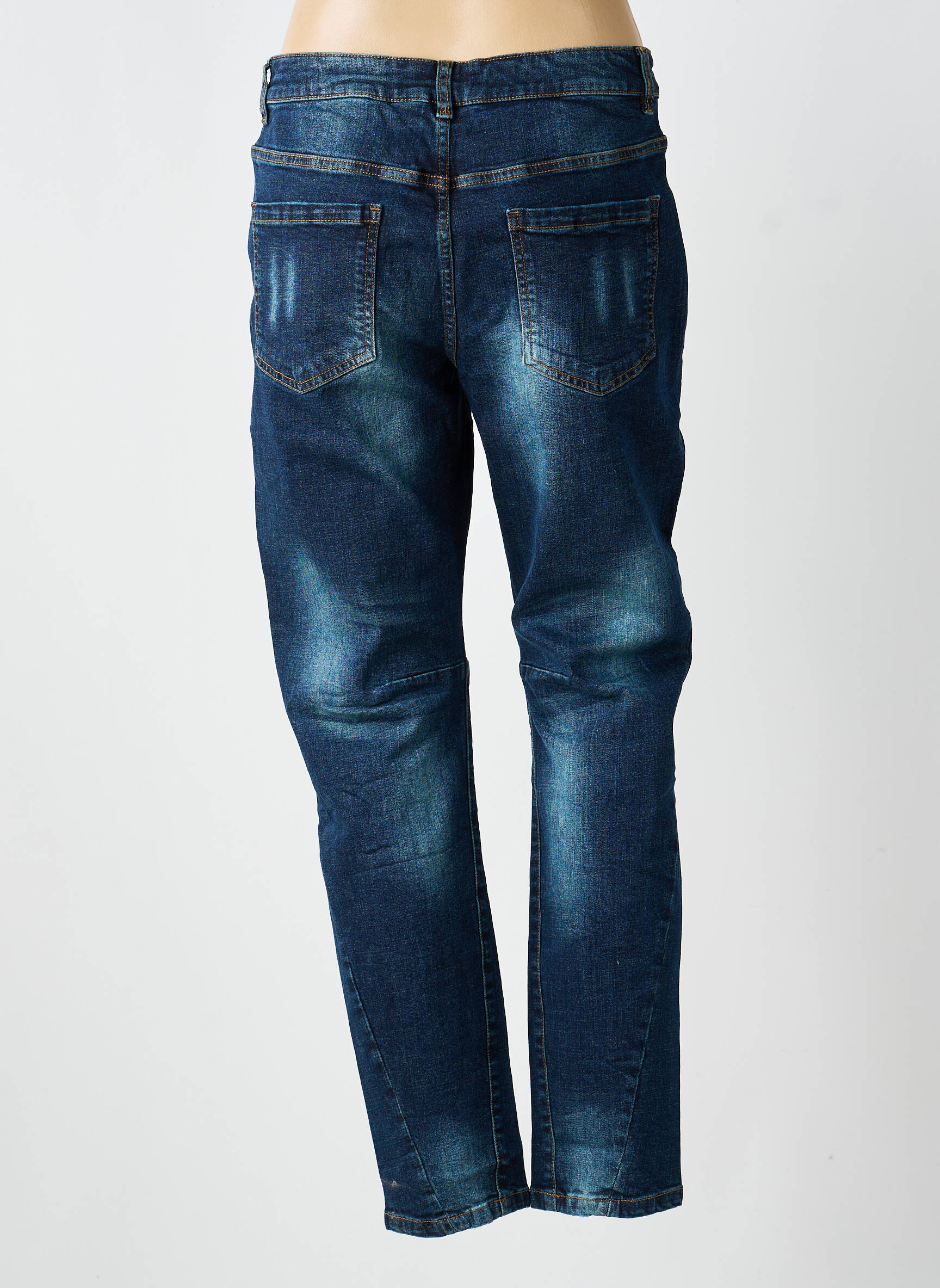 Jeans coupe slim effet usé délavé taille normale bleu HEINE femme