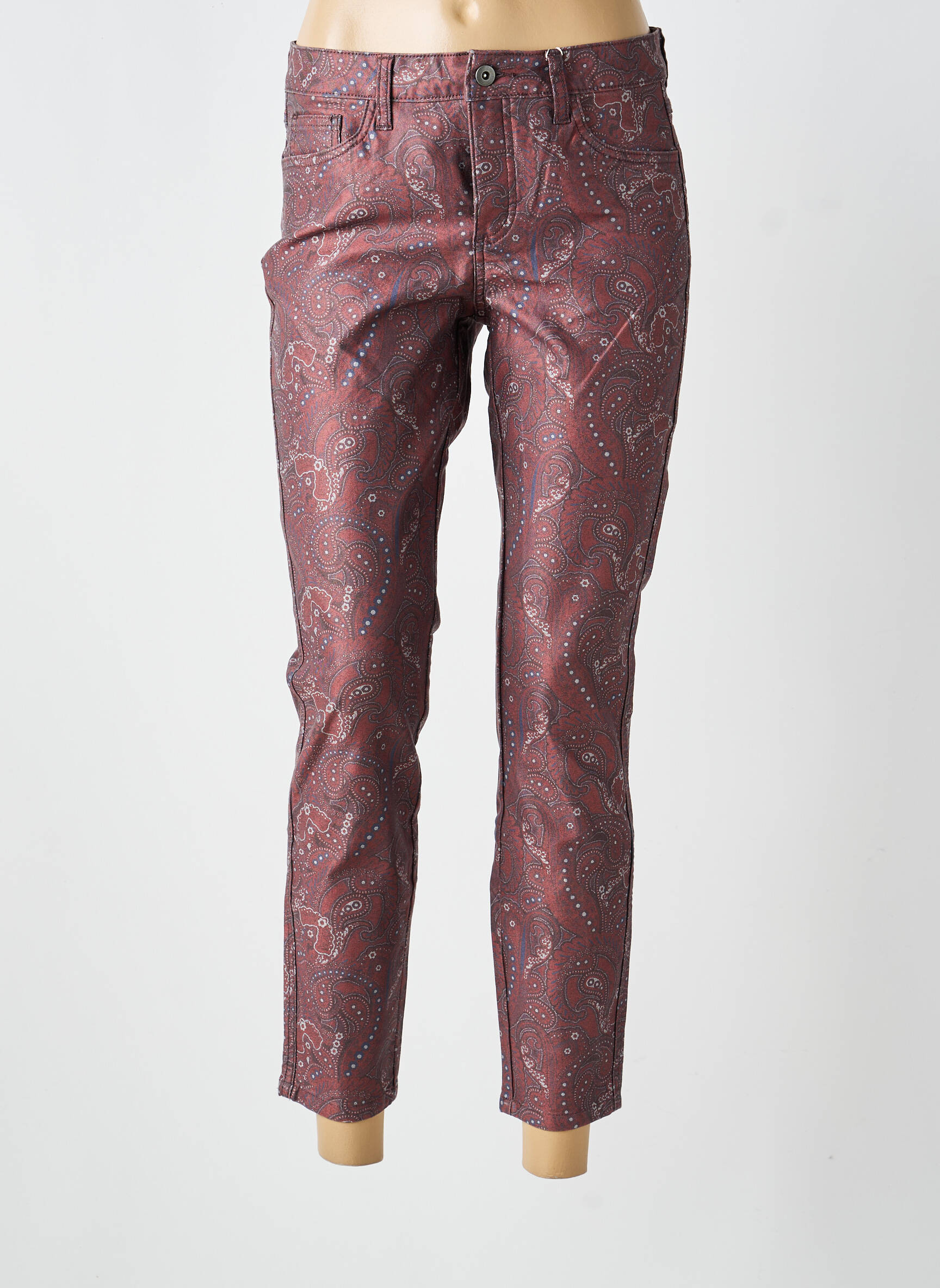 Pantalon 7/8 stretch taille normale rouge HEINE femme