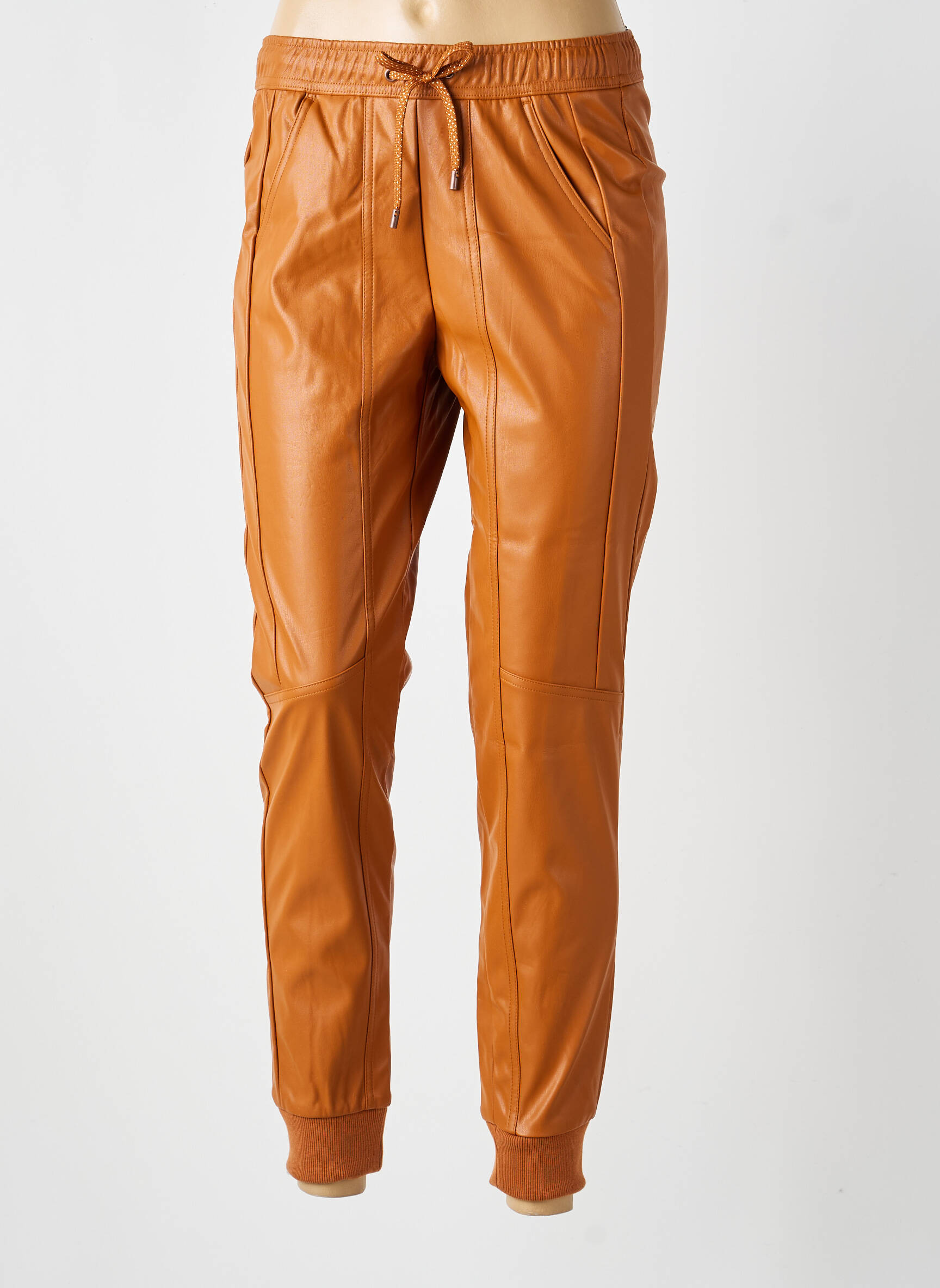 Pantalon droit taille élastique taille normale orange LINEA TESINI femme