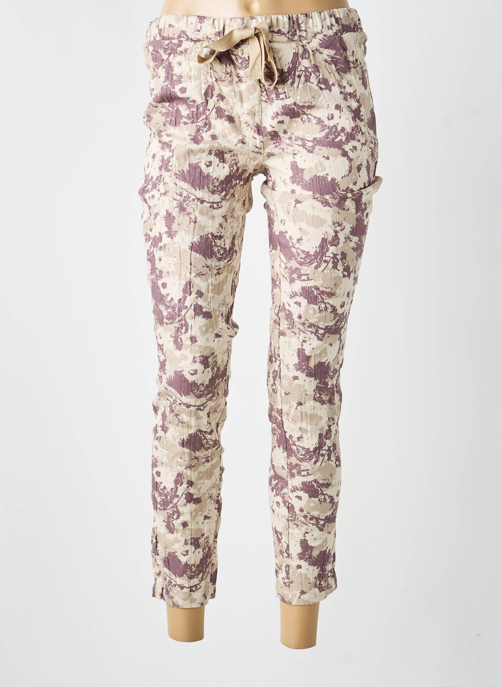 Pantalon slim taille élastique taille normale beige LINEA TESINI femme