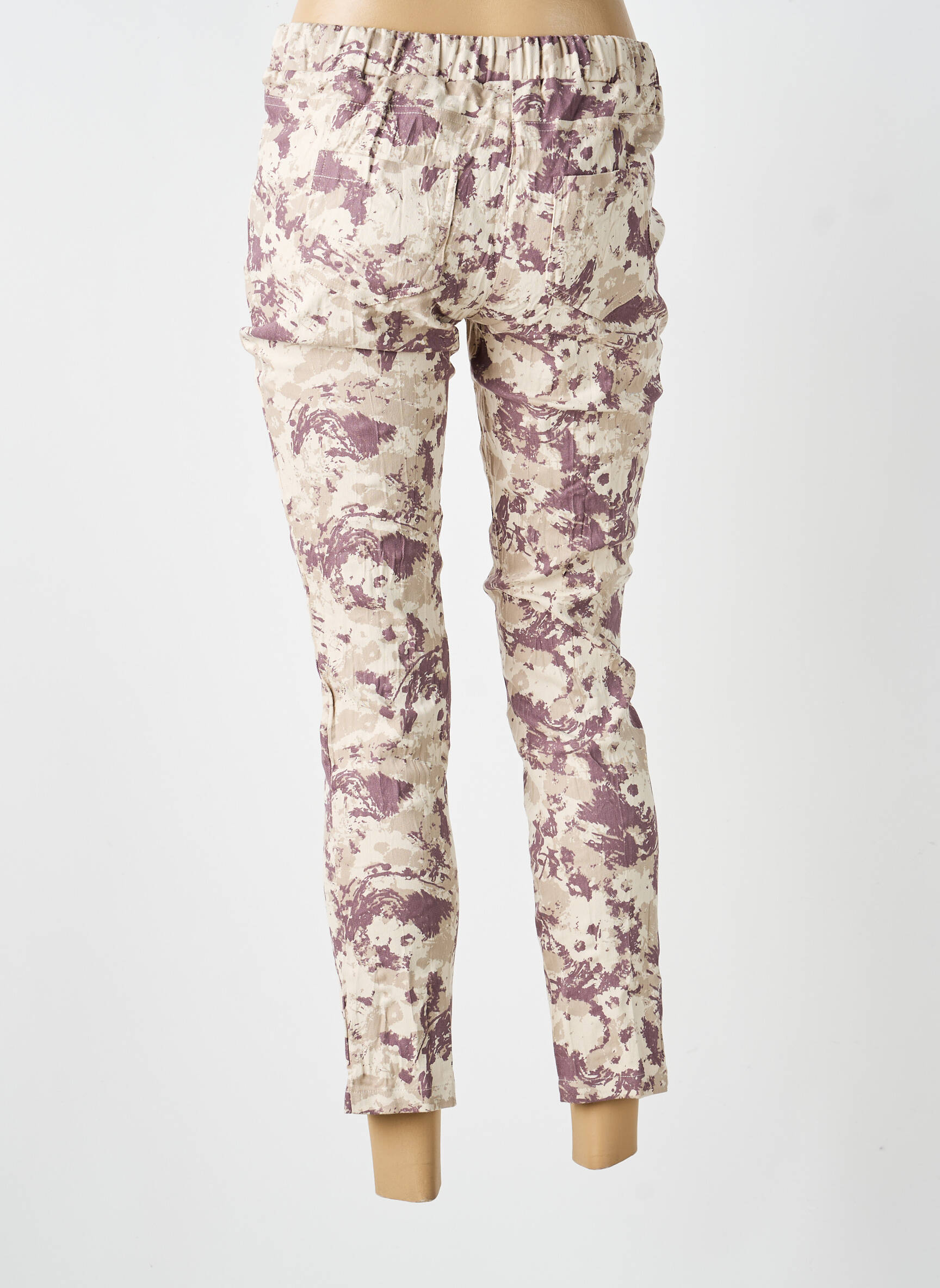 Pantalon slim taille élastique taille normale beige LINEA TESINI femme