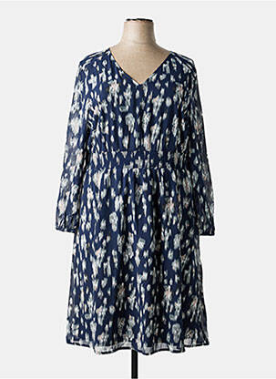 Robe mi-longue imprimé fantaisie manches longues bleu SHEEGO femme