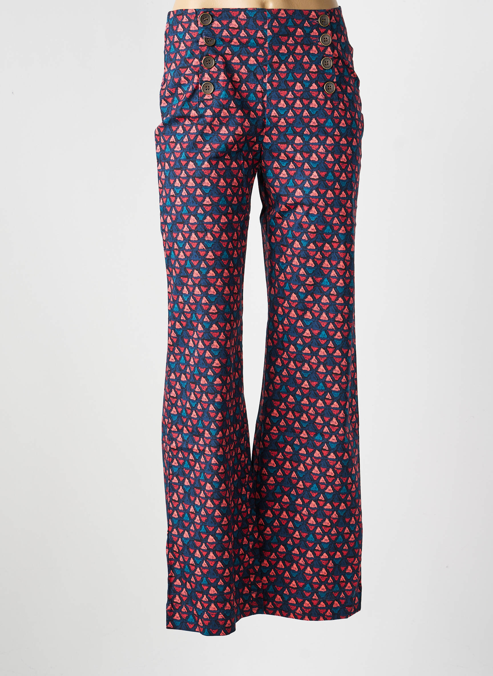 Pantalon droit stretch taille normale bleu LA FIANCÉE femme