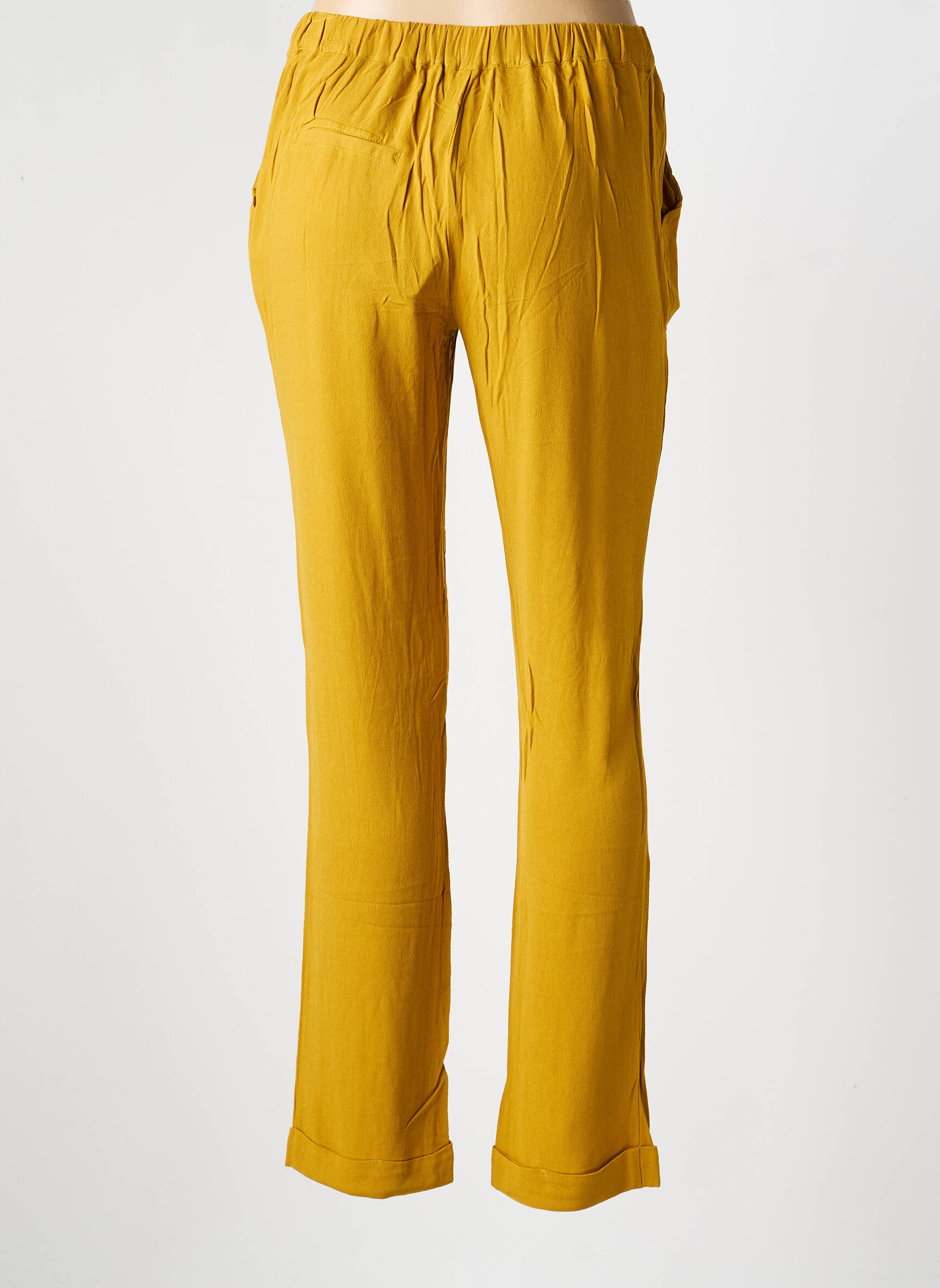Pantalon droit tissage crêpe taille normale jaune LA FIANCÉE femme