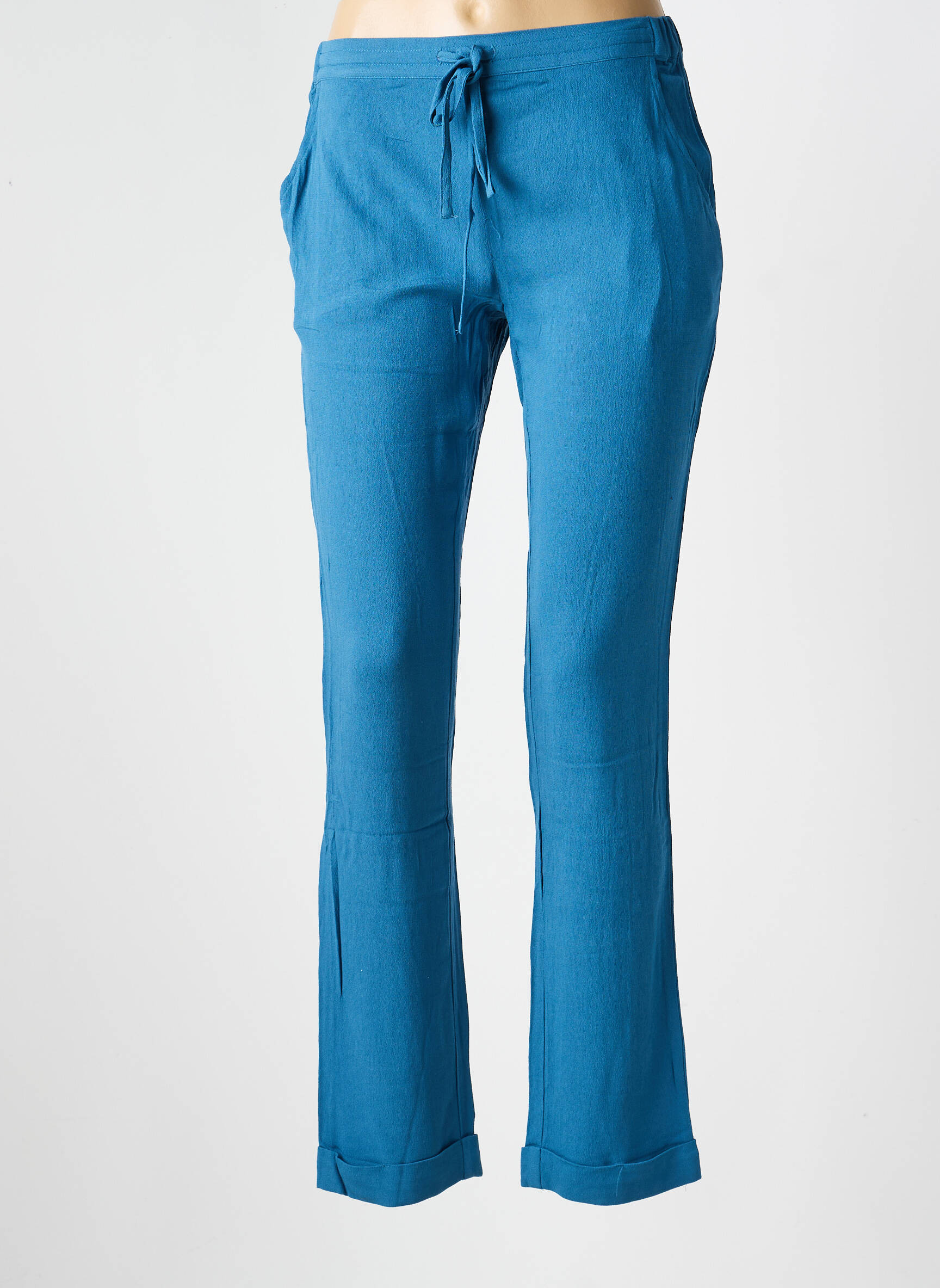 Pantalon droit tissage crêpe taille normale bleu LA FIANCÉE femme