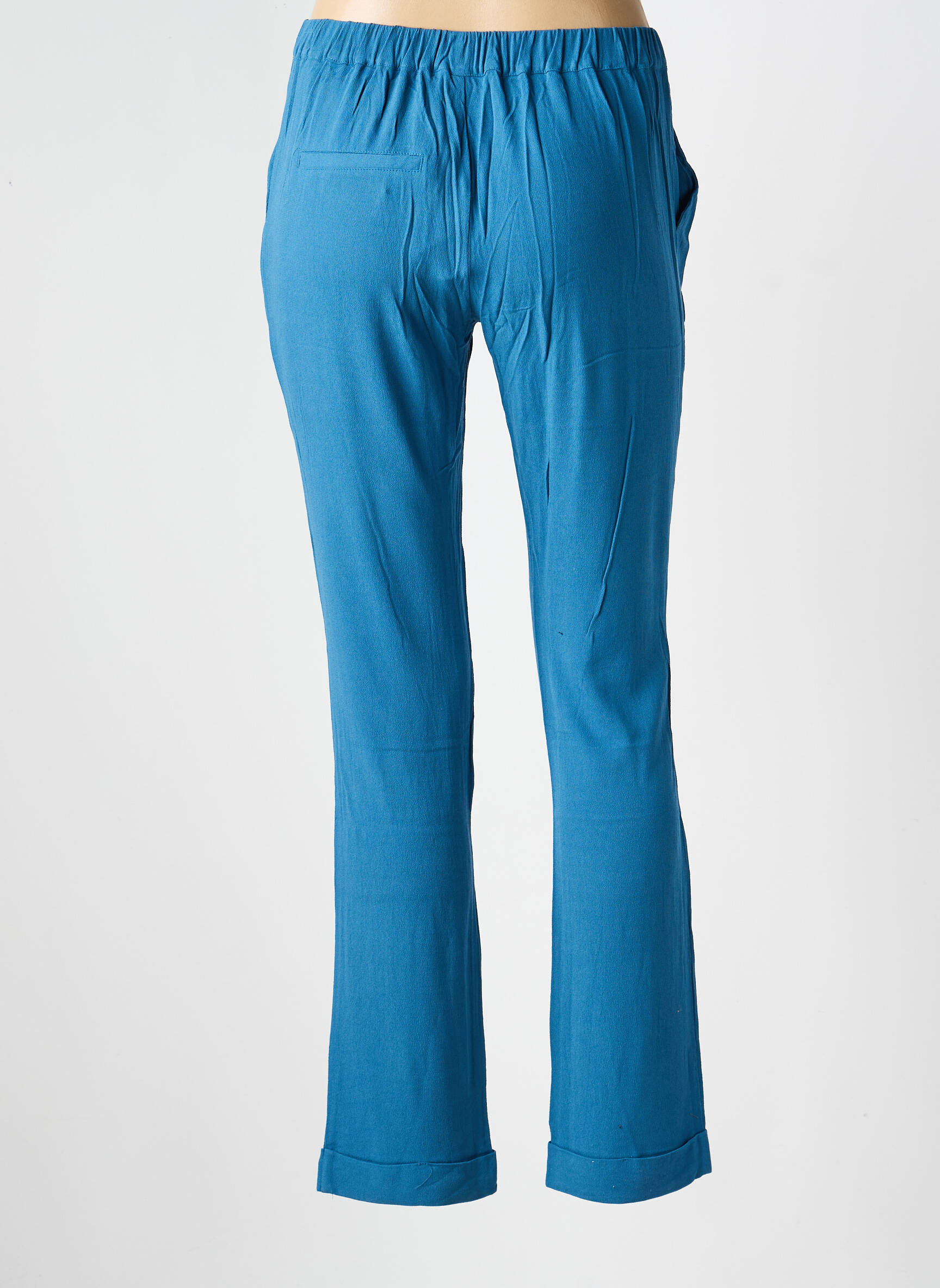 Pantalon droit tissage crêpe taille normale bleu LA FIANCÉE femme