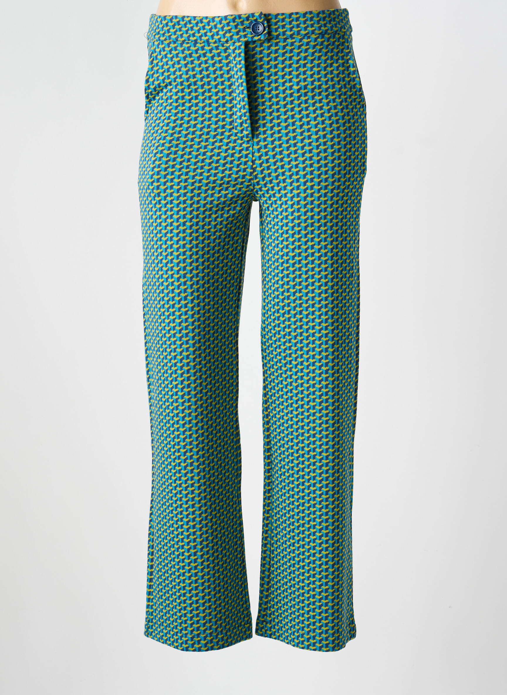 Pantalon droit stretch taille normale vert PRINCESSE NOMADE femme