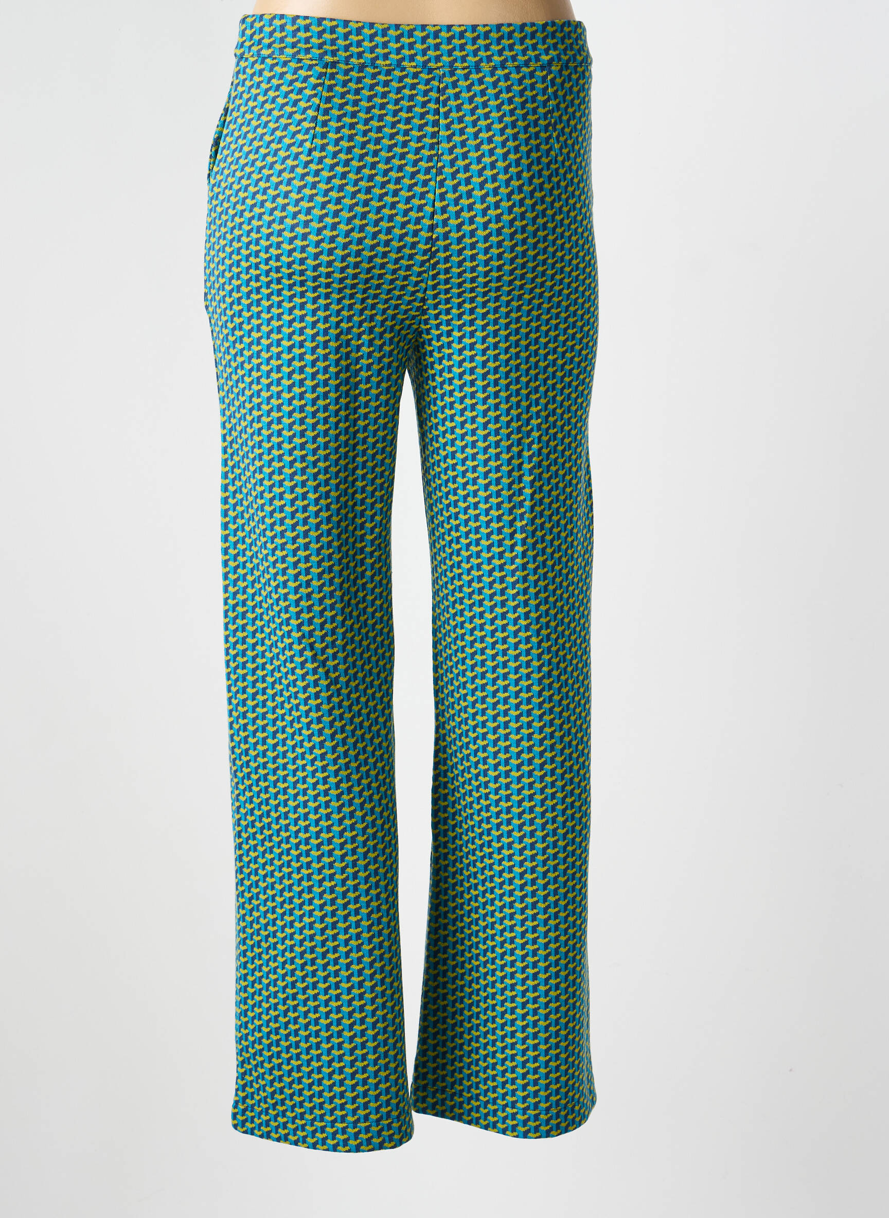 Pantalon droit stretch taille normale vert PRINCESSE NOMADE femme