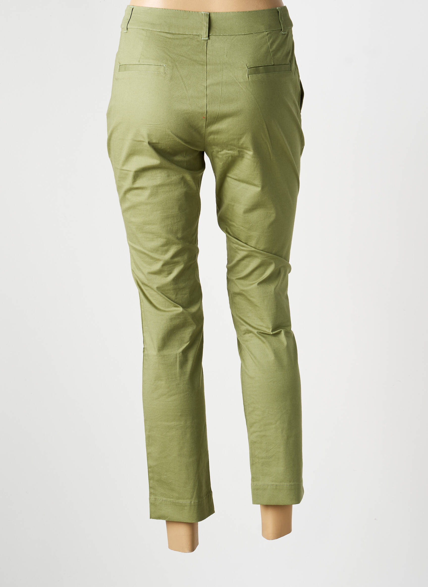Pantalon chino fermeture zippée sous rabat boutonné taille normale vert LA FIANCÉE femme