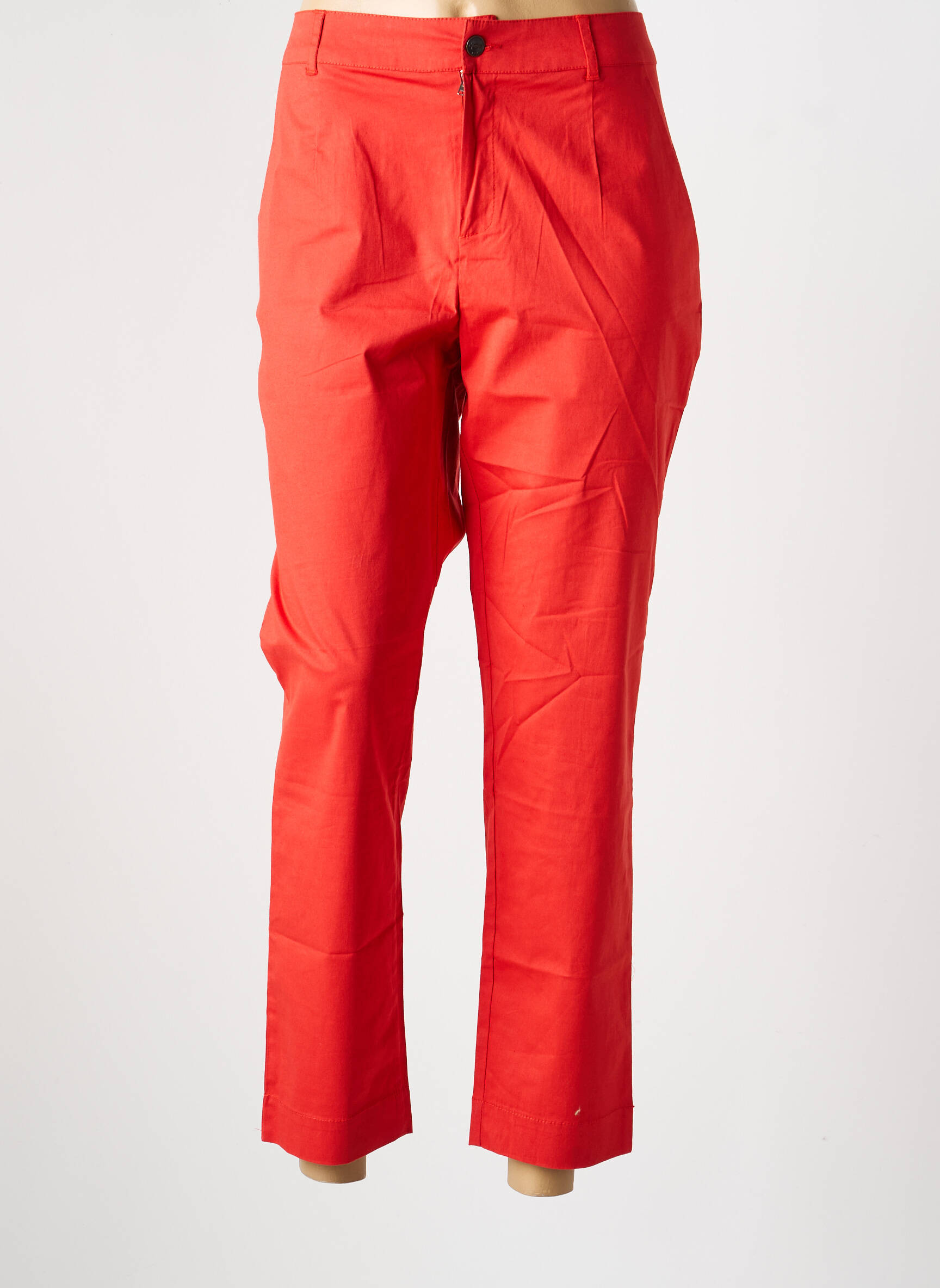 Pantalon chino fermeture zippée sous rabat boutonné taille normale rouge LA FIANCÉE femme
