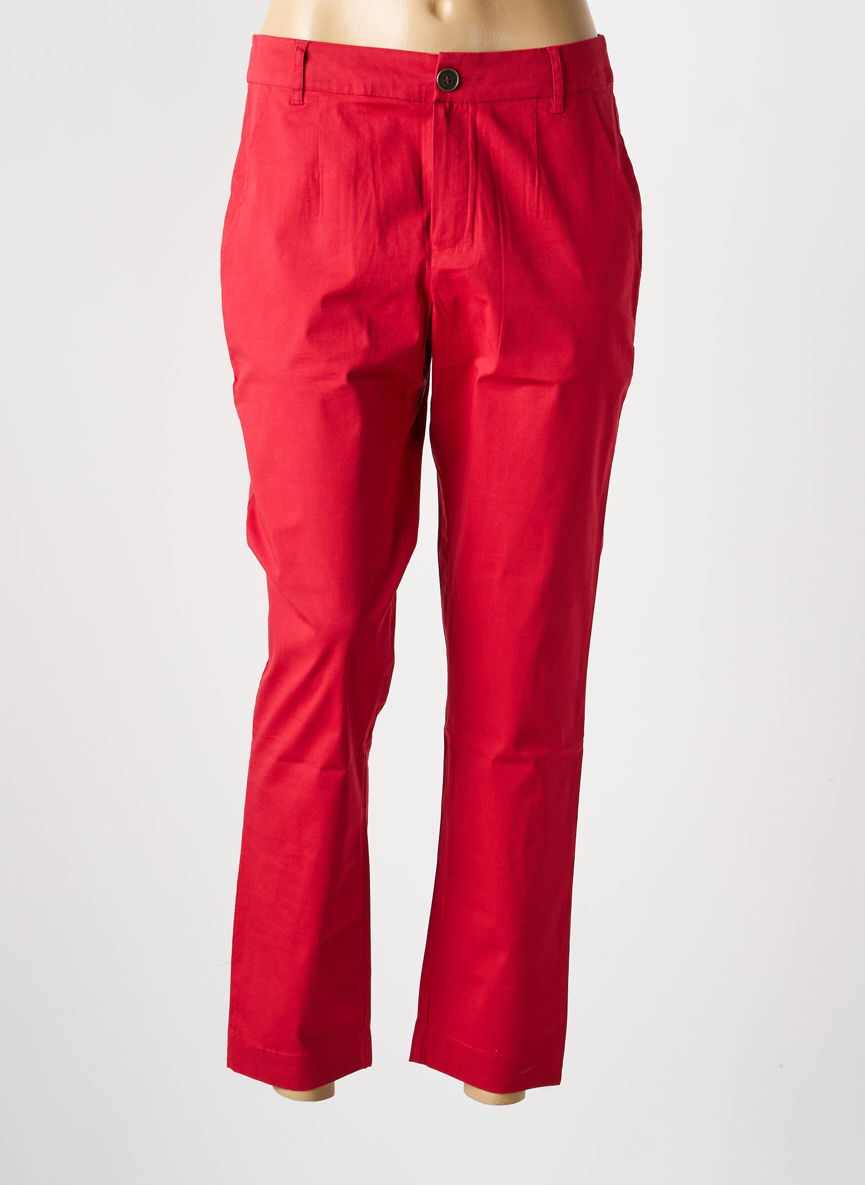 Pantalon chino fermeture zippée sous rabat boutonné taille normale rouge LA FIANCÉE femme