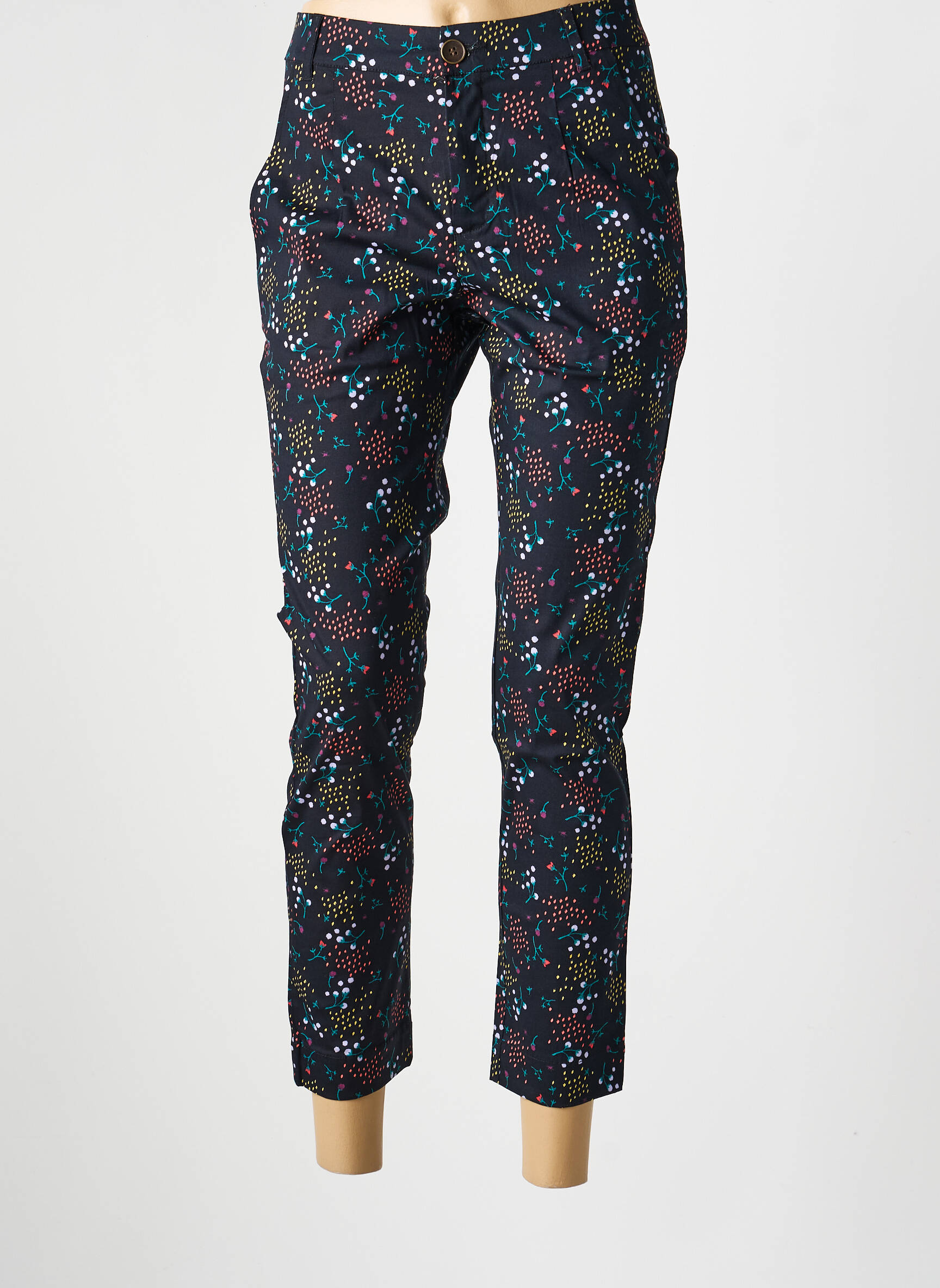 Pantalon droit tissage popeline taille normale vert LA FIANCÉE femme