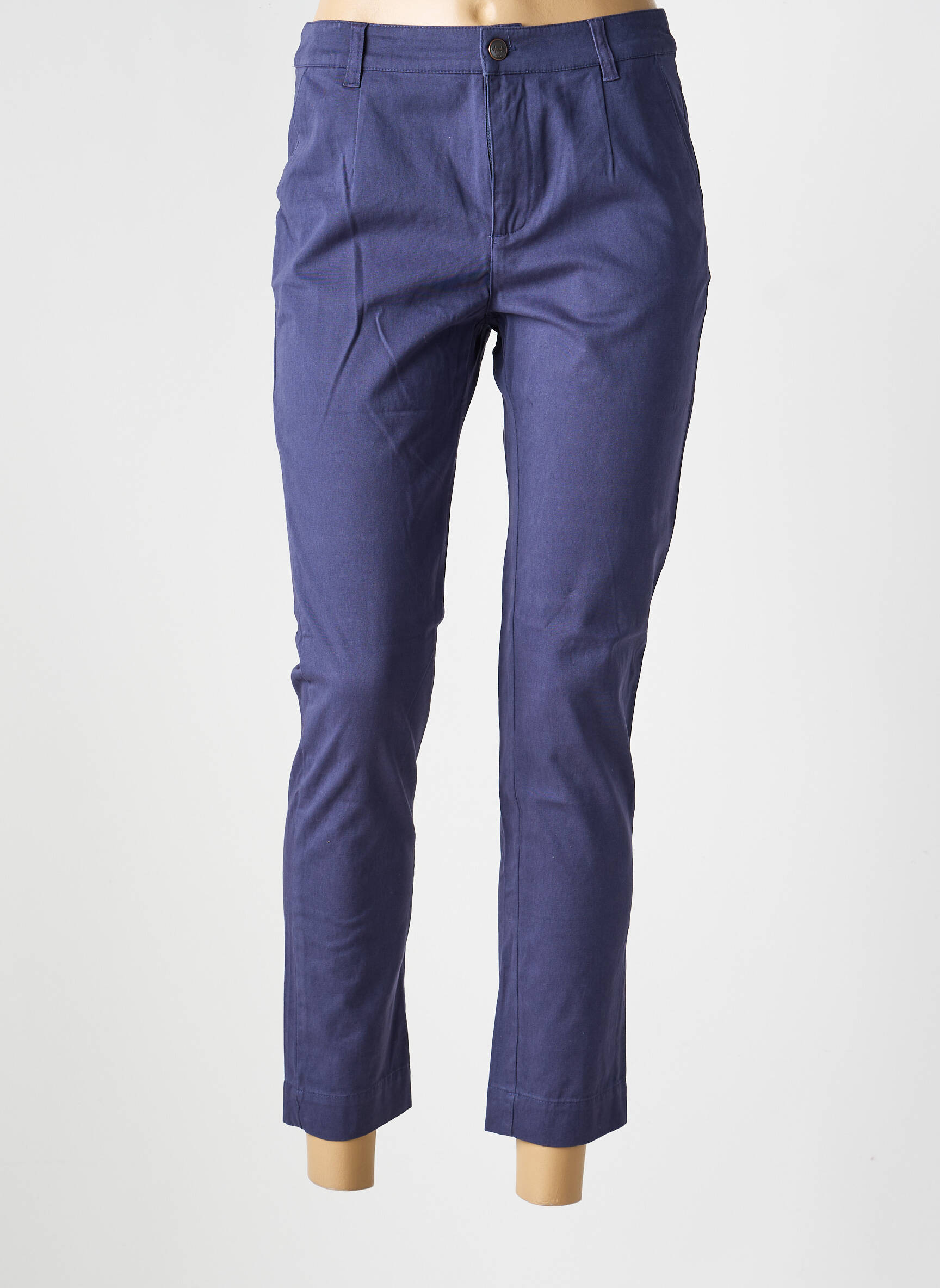 Pantalon chino fermeture zippée sous rabat boutonné taille normale bleu LA FIANCÉE femme