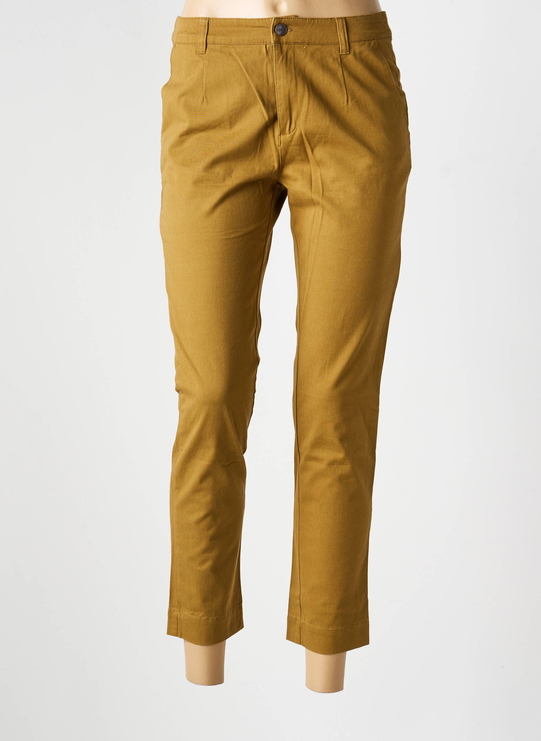 Pantalon chino fermeture zippée sous rabat boutonné taille normale vert LA FIANCÉE femme