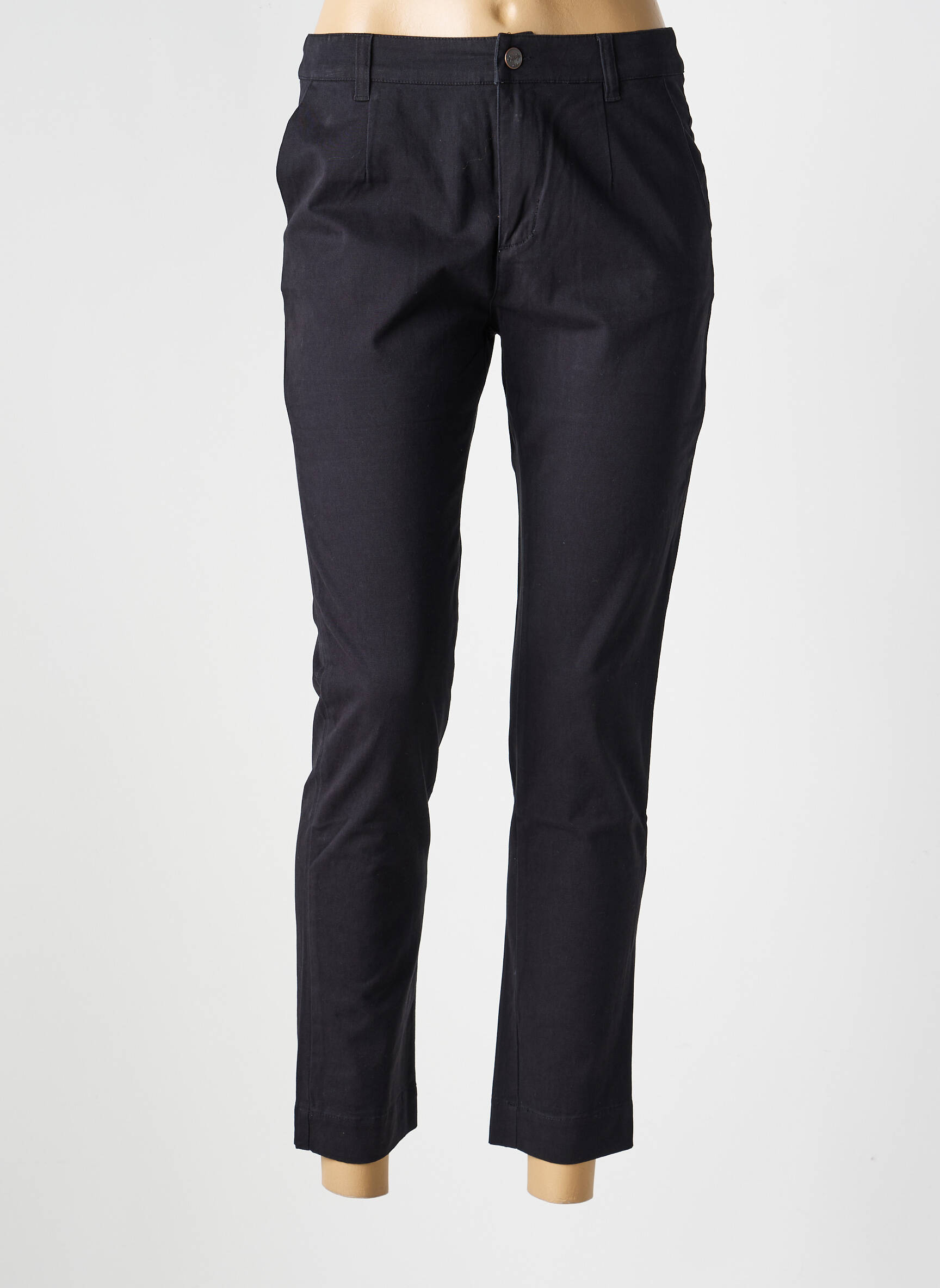Pantalon chino fermeture zippée sous rabat boutonné taille normale noir LA FIANCÉE femme