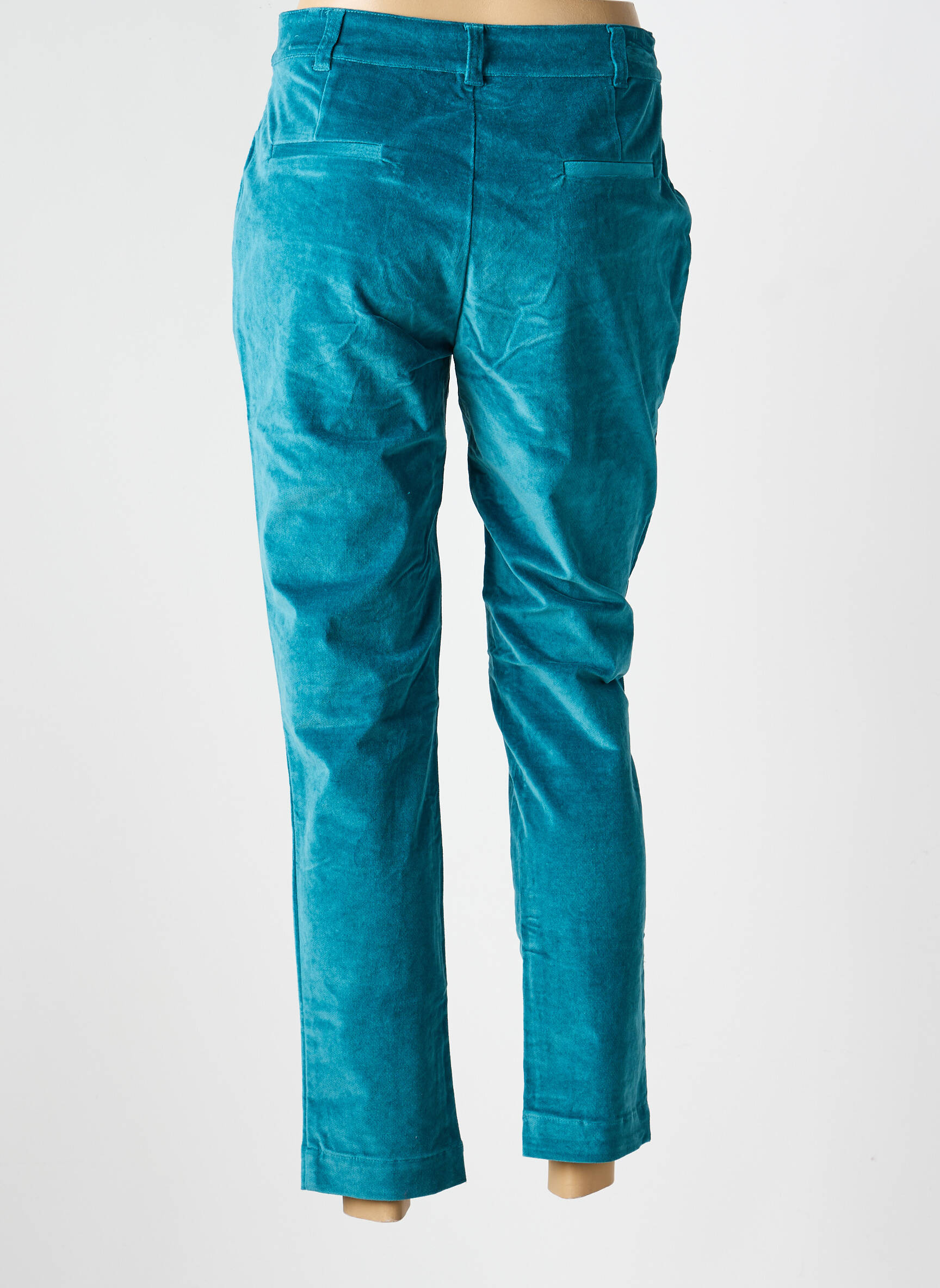 Pantalon chino fermeture zippée sous rabat boutonné taille normale bleu LA FIANCÉE femme