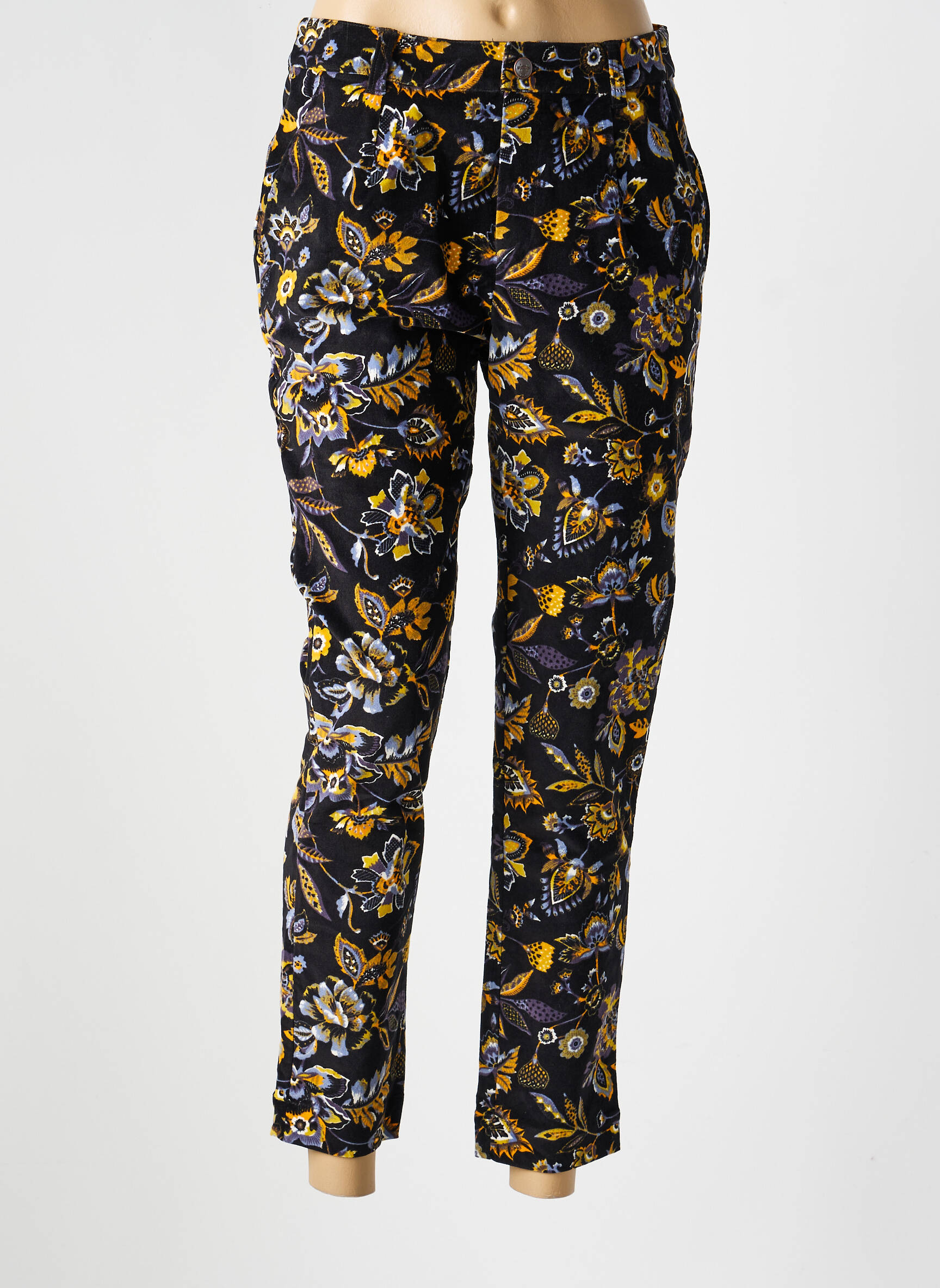 Pantalon 7/8 fermeture zippée sous rabat boutonné noir LA FIANCEE DU MEKONG femme