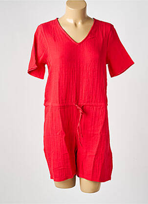 Combishort fermeture boutonnée au dos manches courtes rouge LA FIANCÉE femme