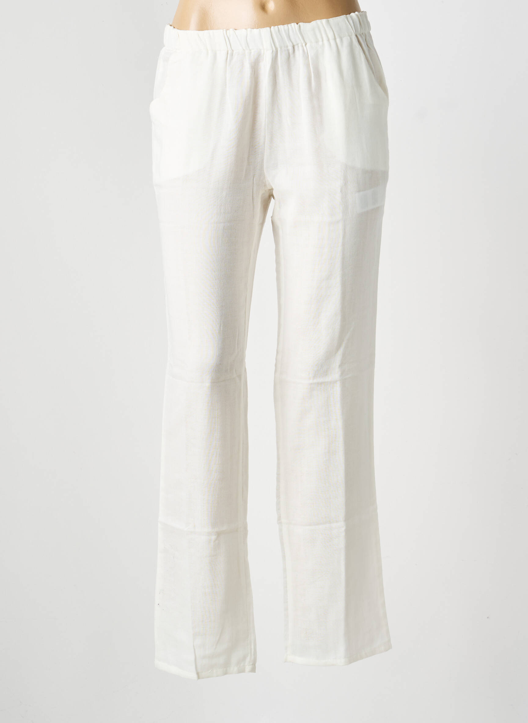Pantalon droit taille élastique taille normale blanc LA FIANCÉE femme