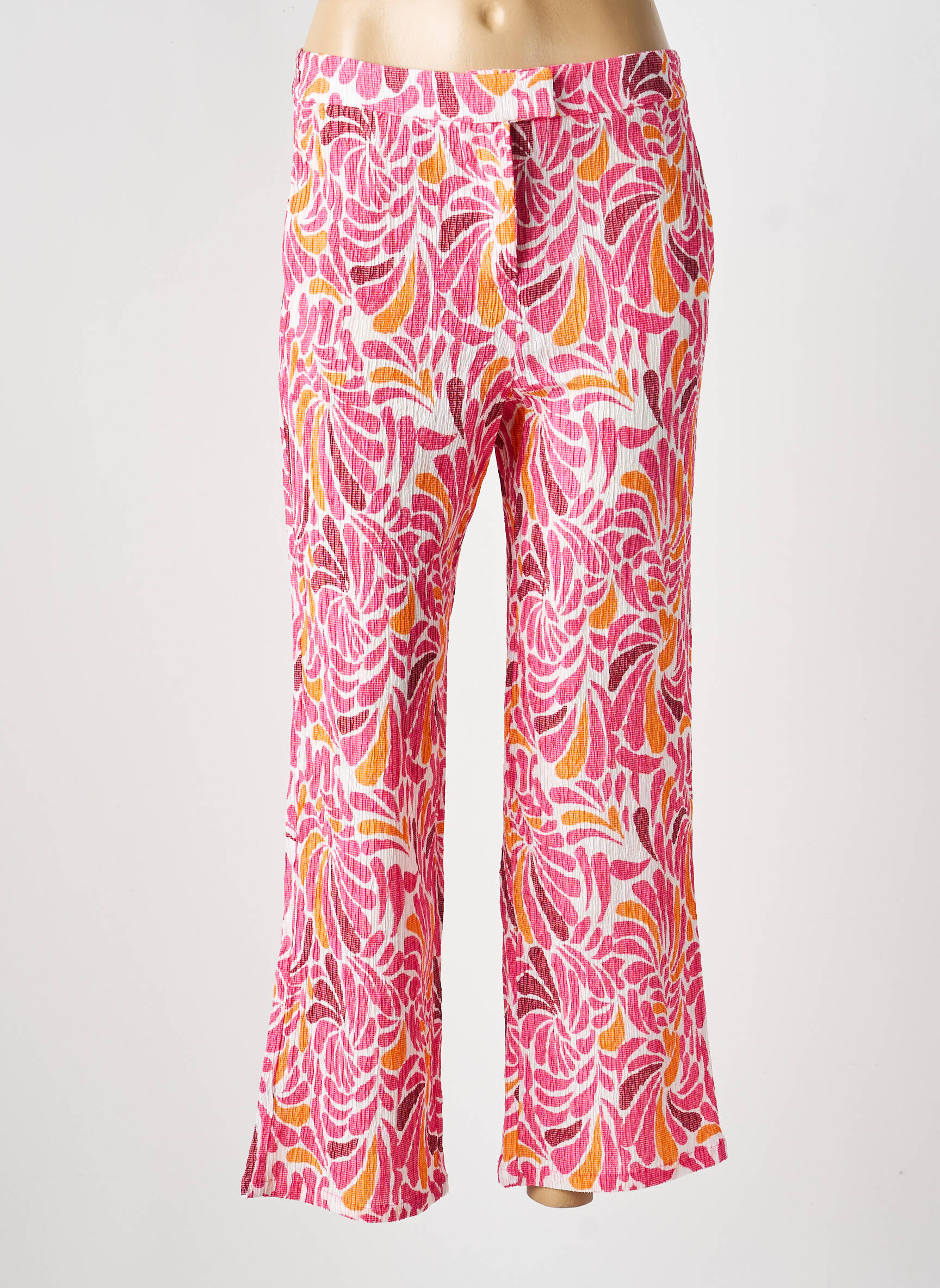 Pantalon droit tissage crêpe taille normale rose LA FIANCÉE femme