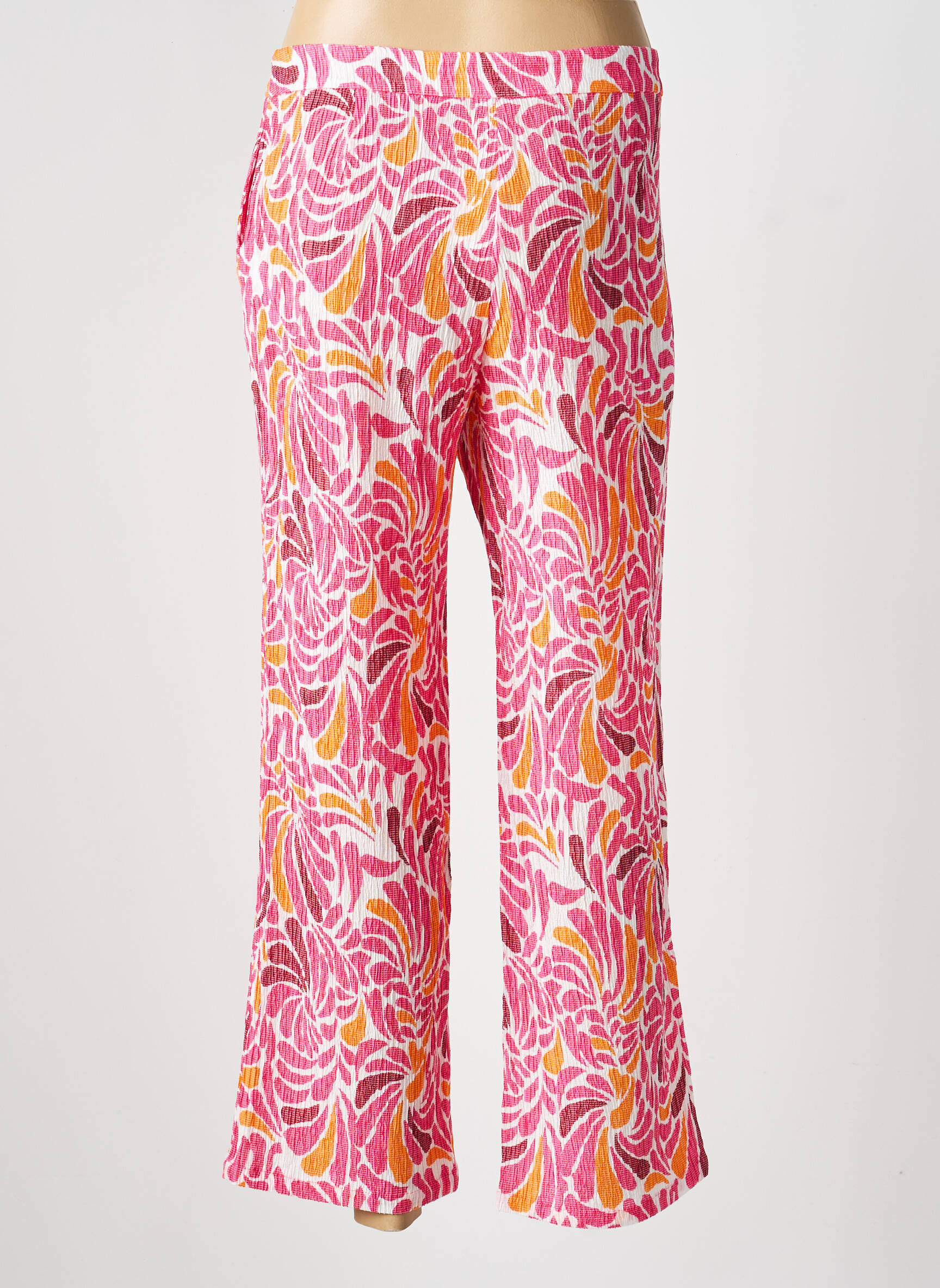 Pantalon droit tissage crêpe taille normale rose LA FIANCÉE femme