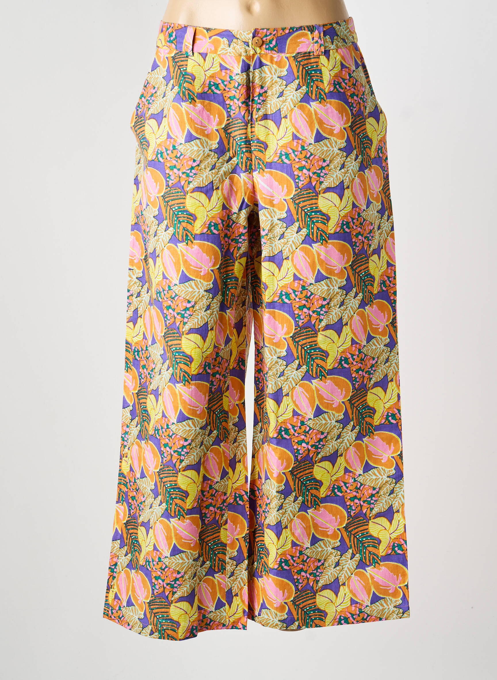 Pantalon large fermeture zippée sous rabat boutonné taille normale violet LA FIANCÉE femme