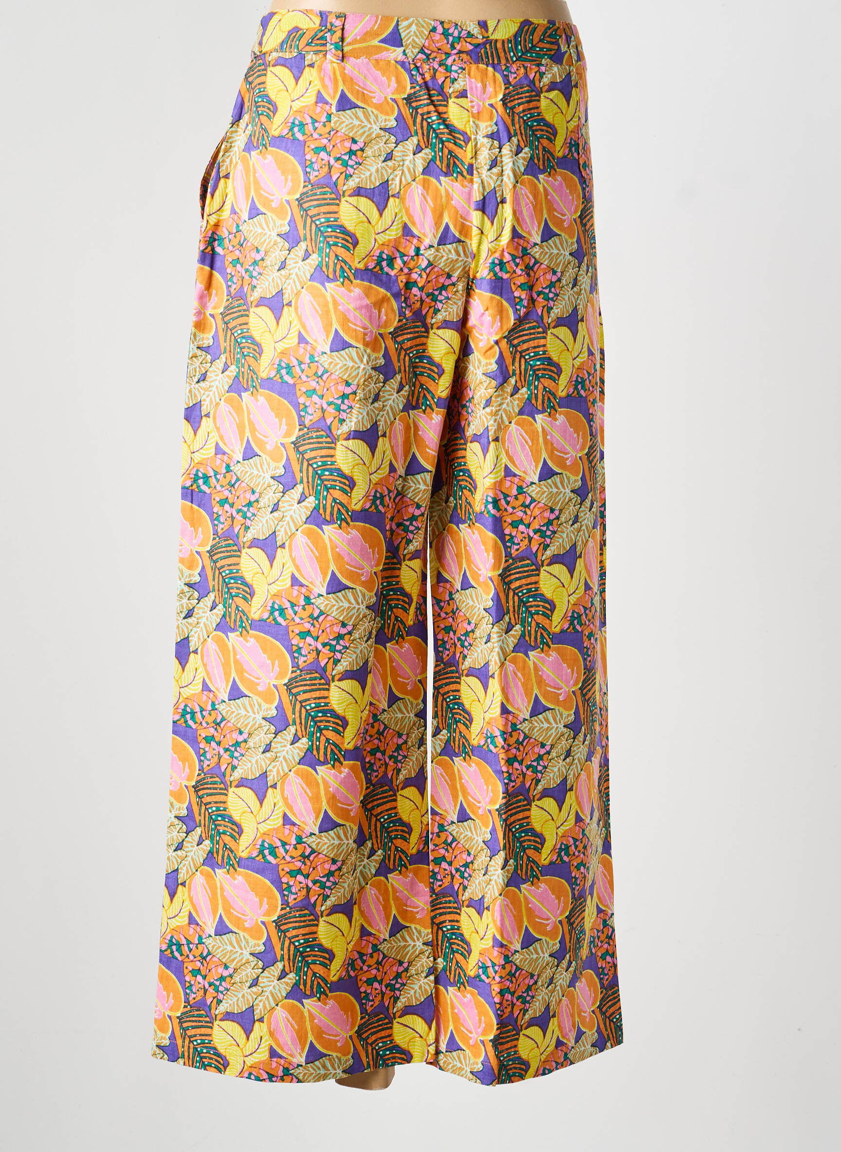 Pantalon large fermeture zippée sous rabat boutonné taille normale violet LA FIANCÉE femme