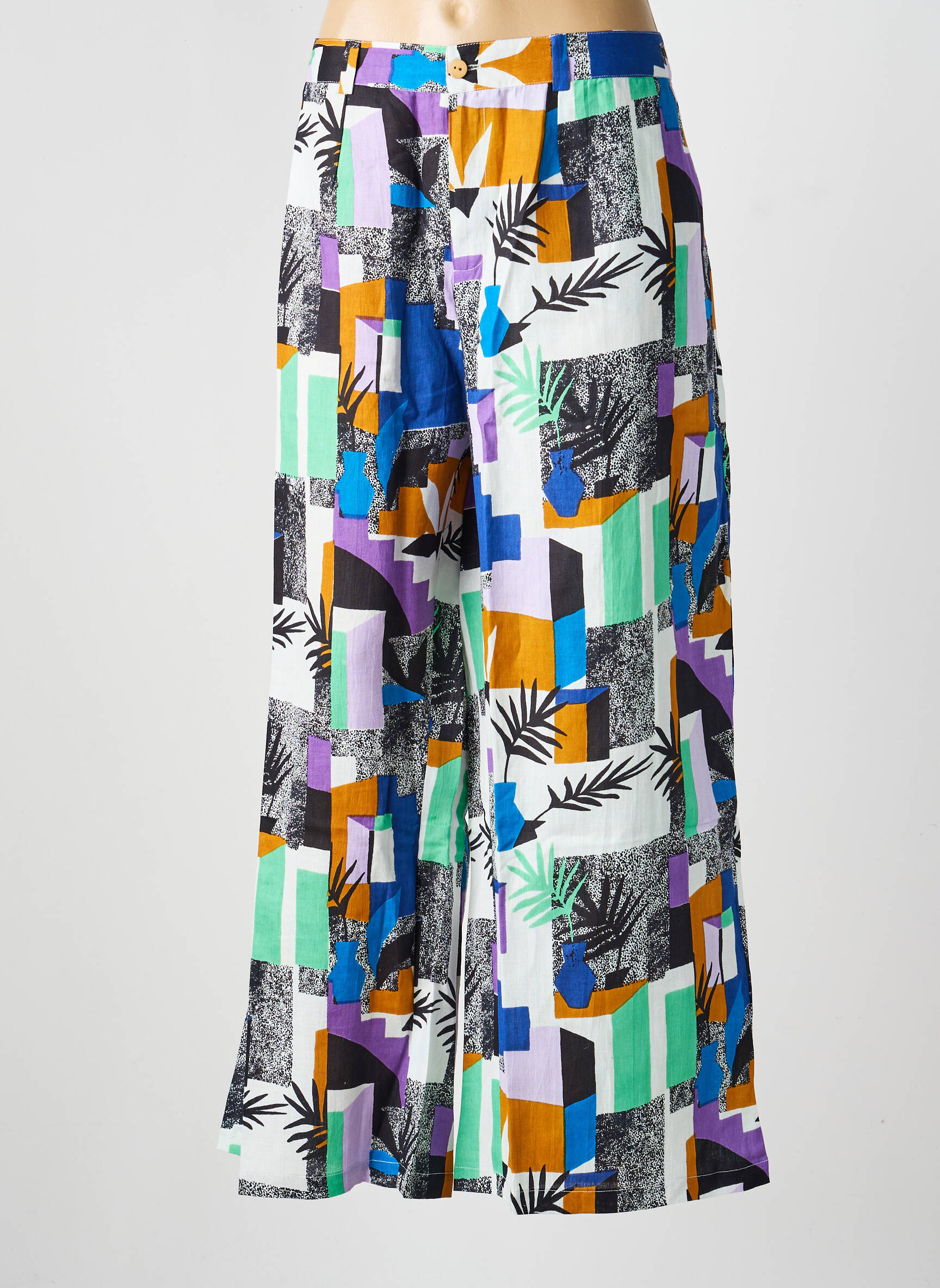 Pantalon large fermeture zippée sous rabat boutonné taille normale vert LA FIANCÉE femme