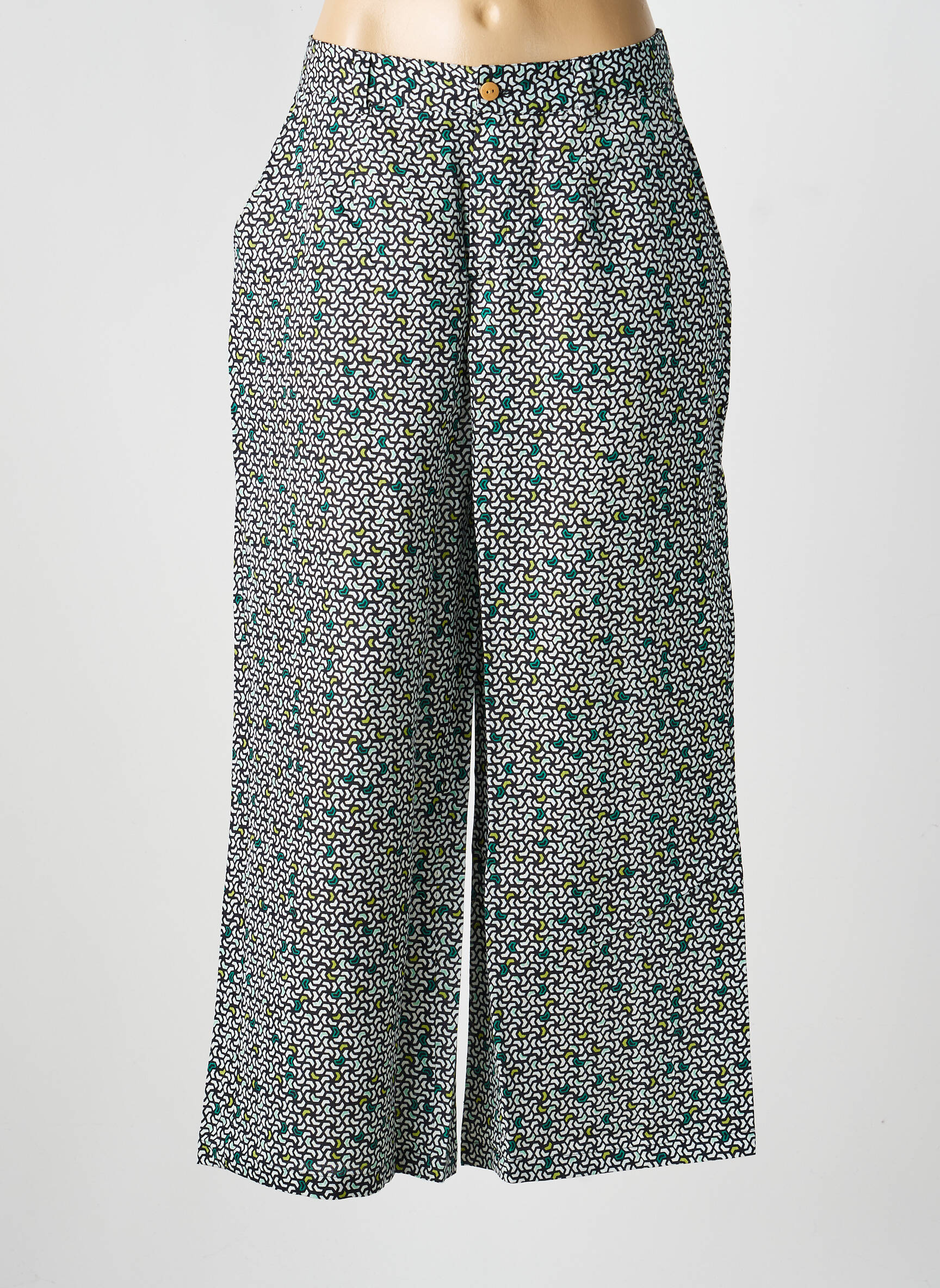 Pantalon droit fermeture zippée sous rabat boutonné taille normale vert LA FIANCÉE femme