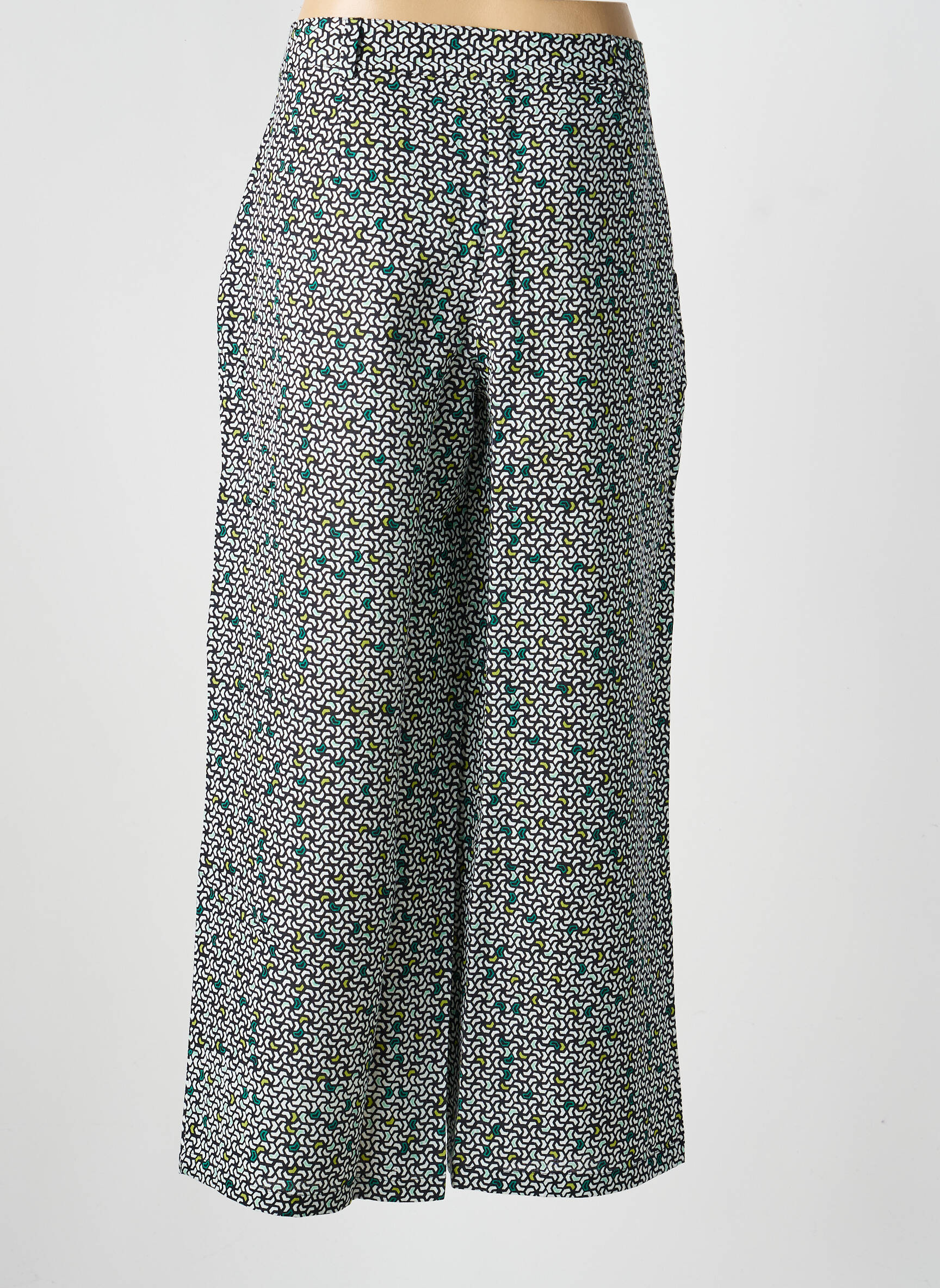 Pantalon droit fermeture zippée sous rabat boutonné taille normale vert LA FIANCÉE femme