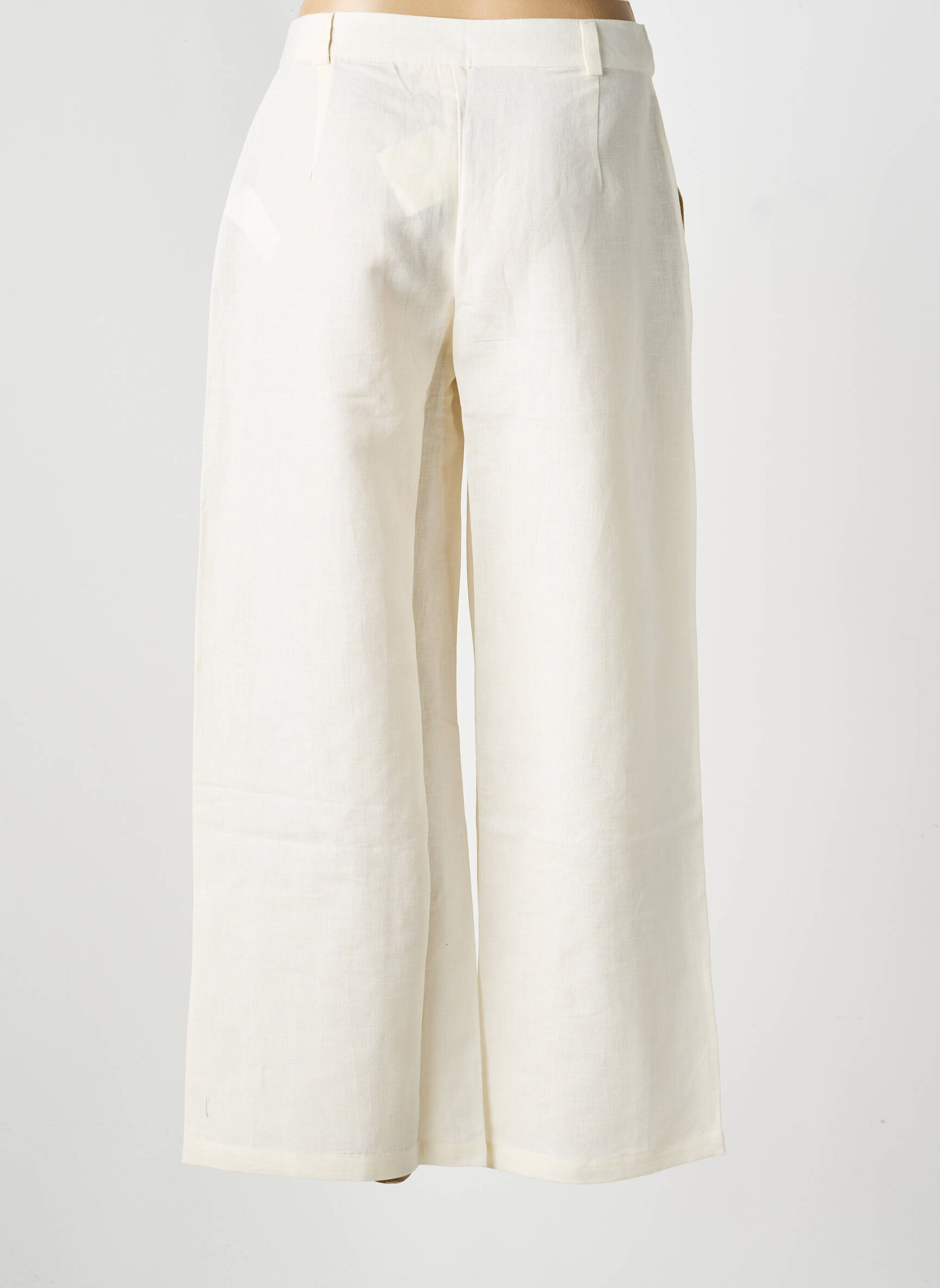 Pantalon droit fermeture zippée sous rabat boutonné taille normale beige LA FIANCÉE femme