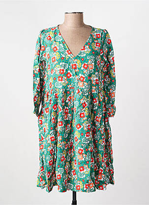 Robe mi-longue manches 3/4 manches 3/4 vert PRINCESSE NOMADE femme