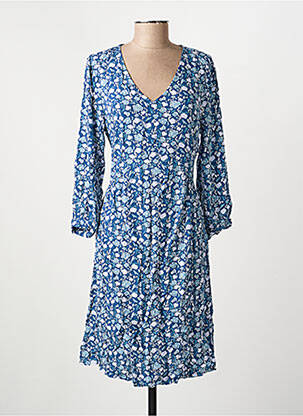 Robe mi-longue imprimé fantaisie manches longues bleu LA FIANCÉE femme