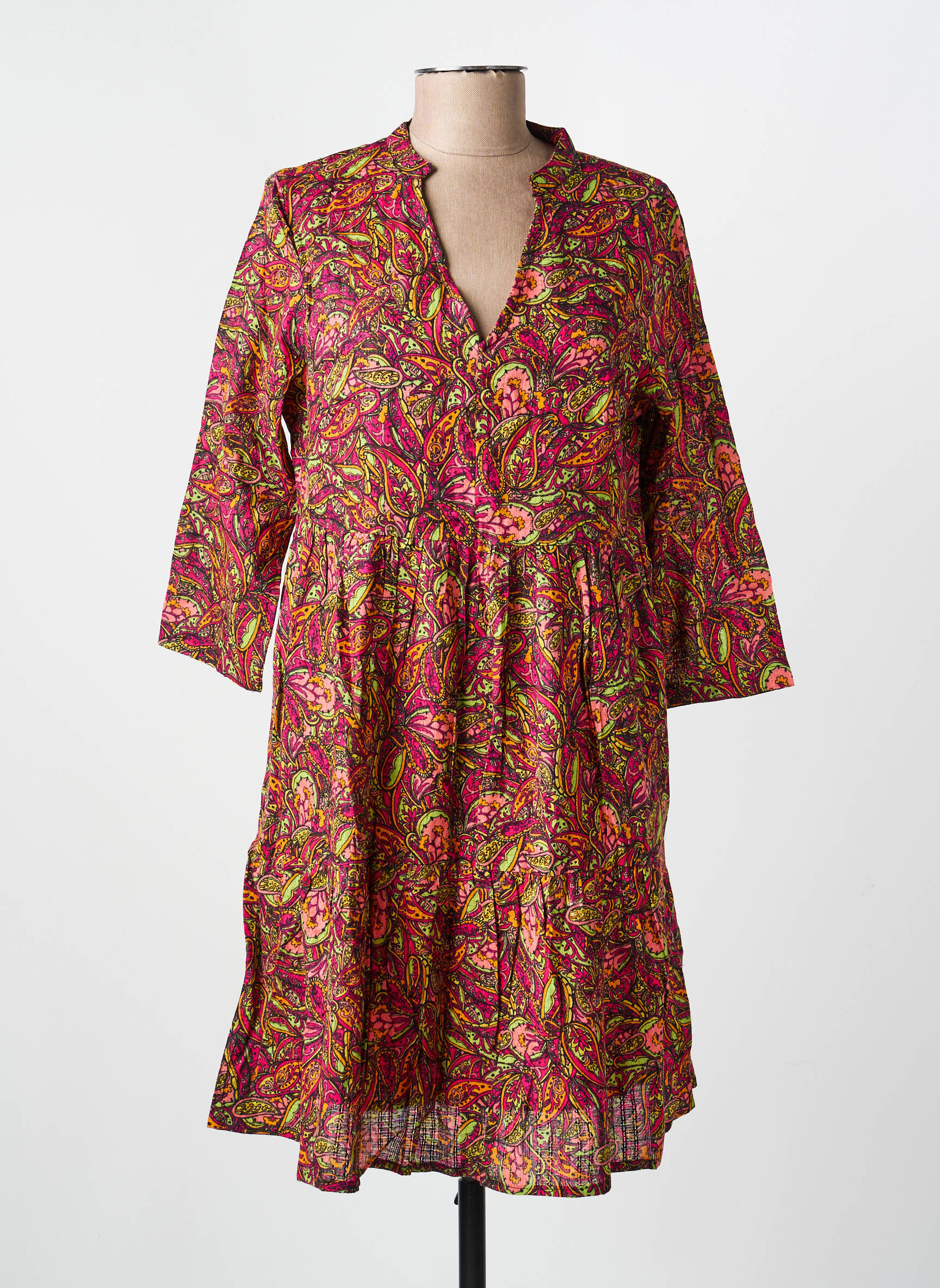 Robe mi-longue manches 3/4 manches 3/4 rouge LA FIANCÉE femme