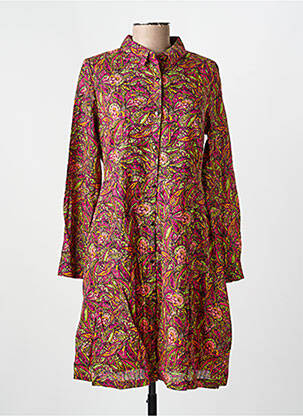 Robe courte coupe évasée manches longues rose LA FIANCÉE femme