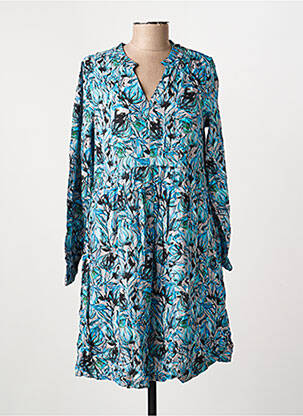 Robe mi-longue imprimé fantaisie manches longues bleu LA FIANCÉE femme