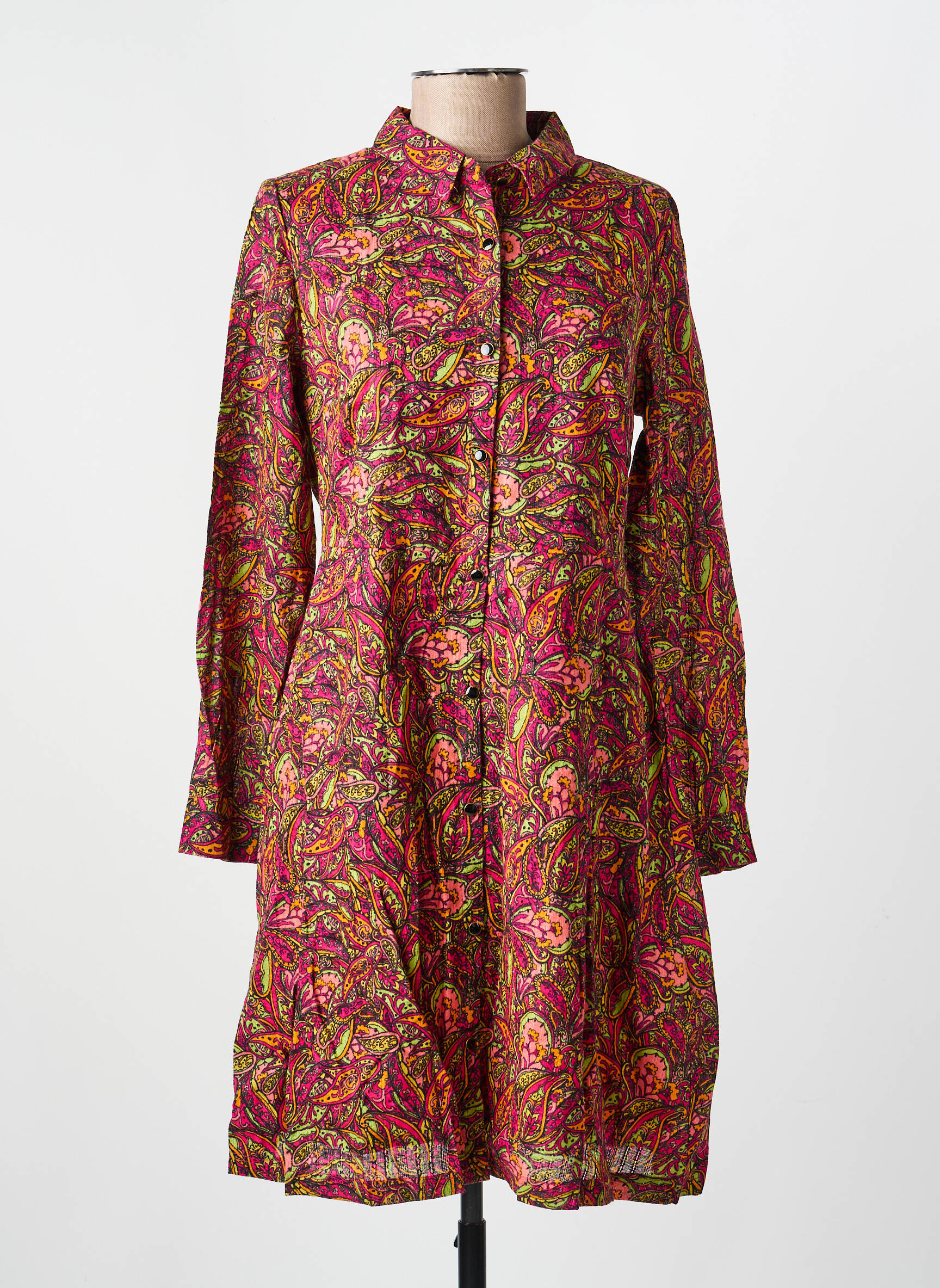 Robe courte coupe évasée manches longues rose LA FIANCÉE femme
