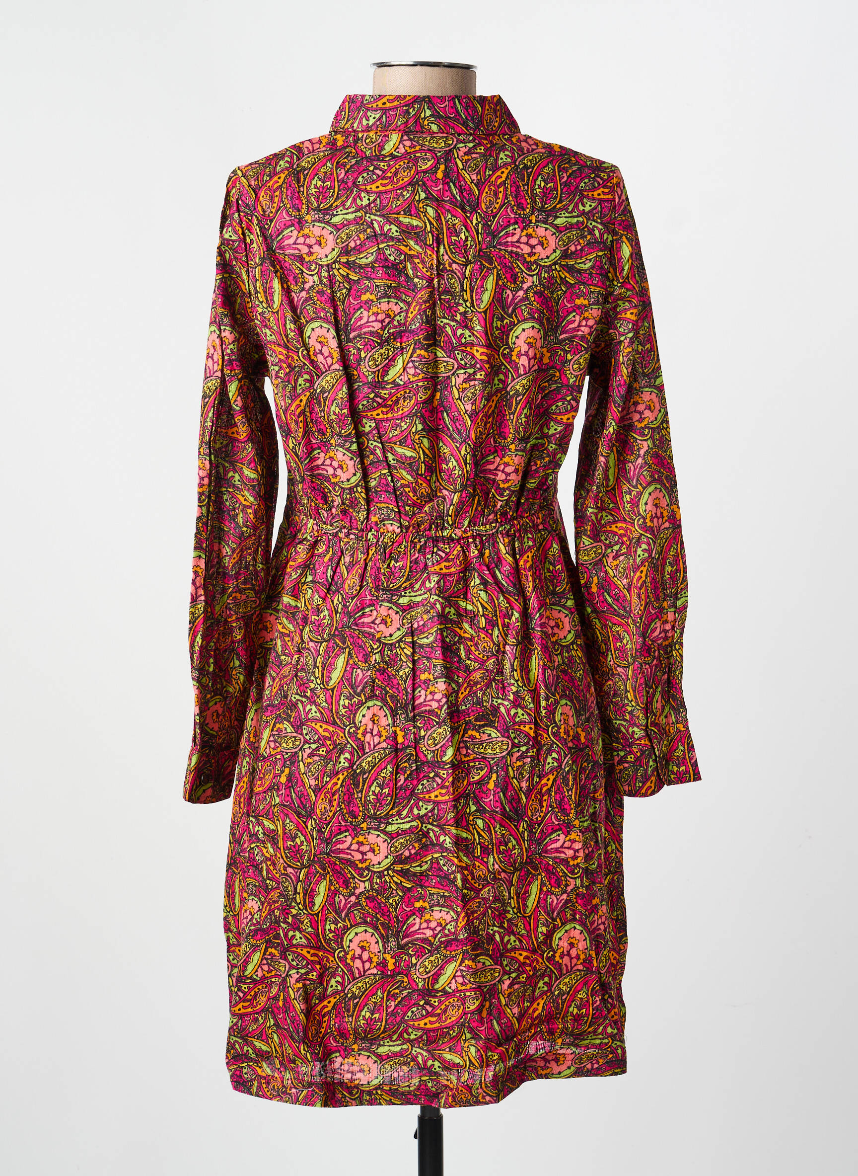 Robe courte coupe évasée manches longues rose LA FIANCÉE femme