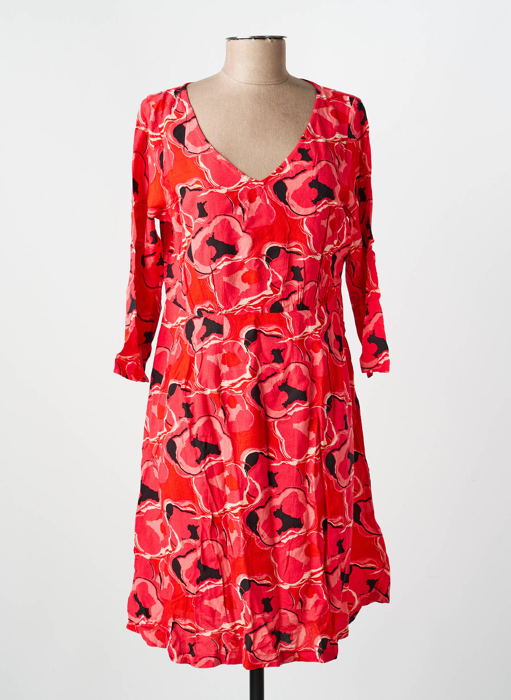 Robe courte manches 3/4 manches 3/4 rouge LA FIANCÉE femme