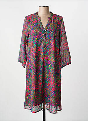 Robe courte coupe fluide manches 3/4 bleu LA FIANCÉE femme