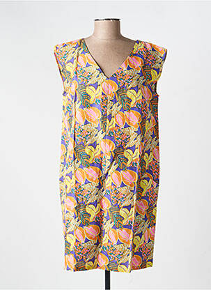 Robe courte fermeture zippée au dos manches courtes jaune LA FIANCÉE femme